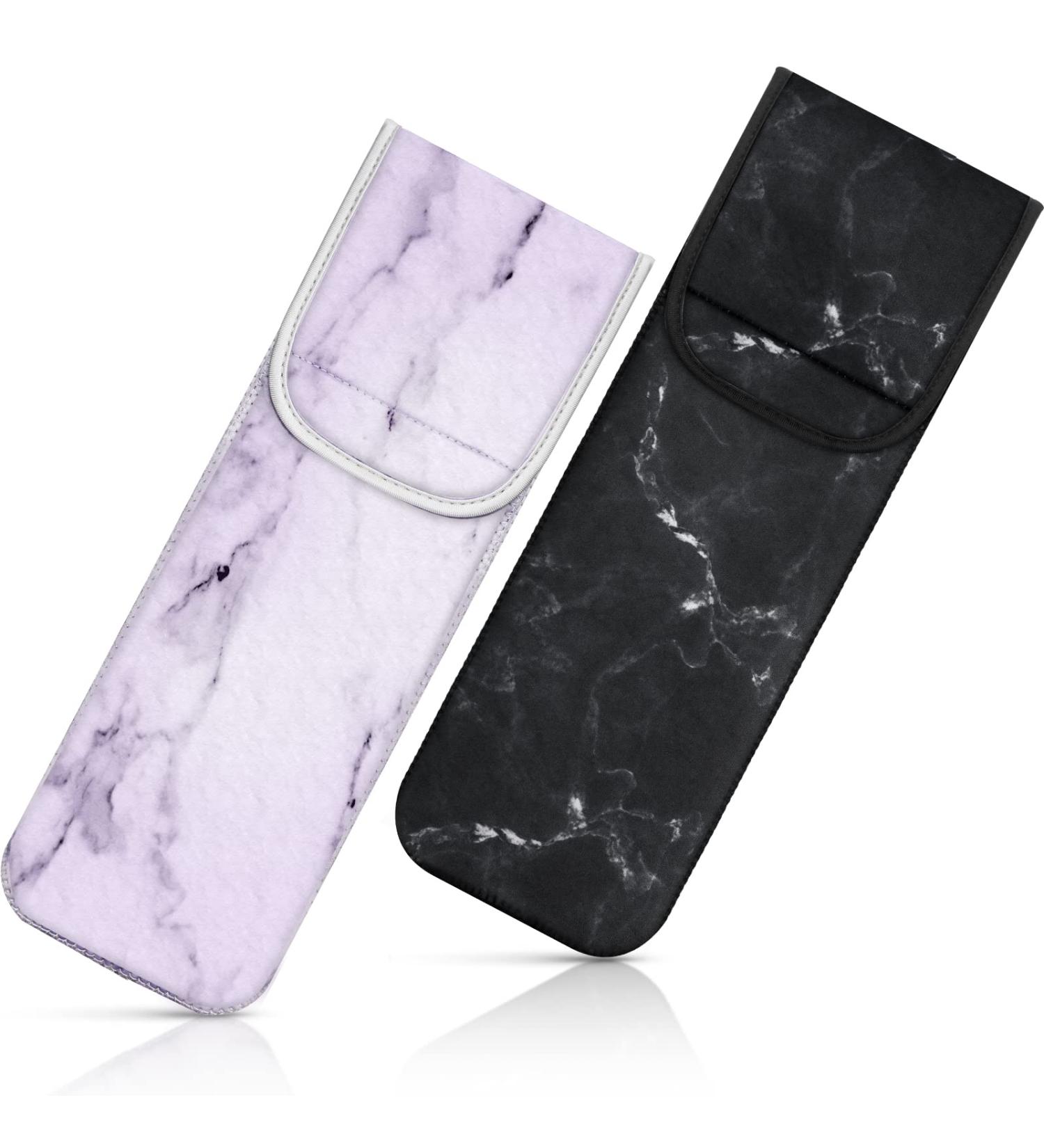 Shappy 2 Pack Heat Resistant Neoprene Curling Iron Holder & Flat Iron Travel Case - Marble Pattern - Perfect for Hair Tools & Daily Use - 15x5 Inches - Buy Online on GoSupps.com