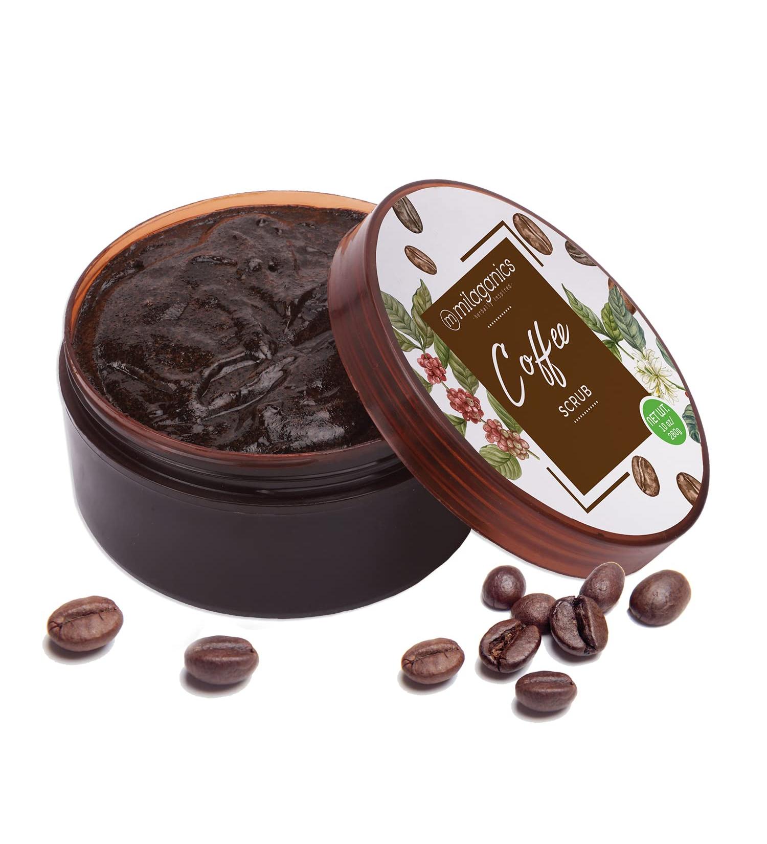 Milaganics 100% Natural Robusta Coffee Face and Body Scrub with Brown Sugar - Exfoliating for Women - 10oz - Buy Online on GoSupps.com