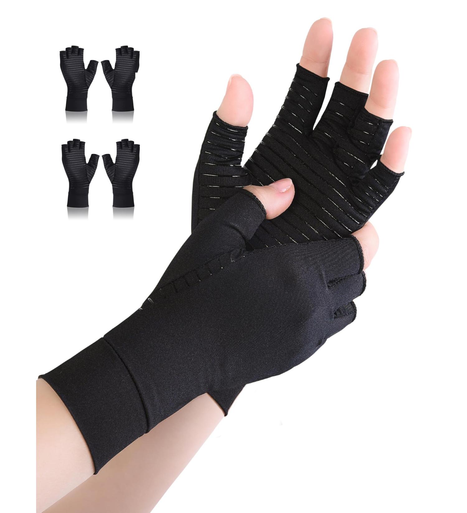 AovYoo Copper Arthritis Compression Gloves - 2 Pairs for Hand Pain Relief - Rheumatoid, Osteoarthritis, Raynauds - Wrist Supports - Buy Online on GoSupps.com