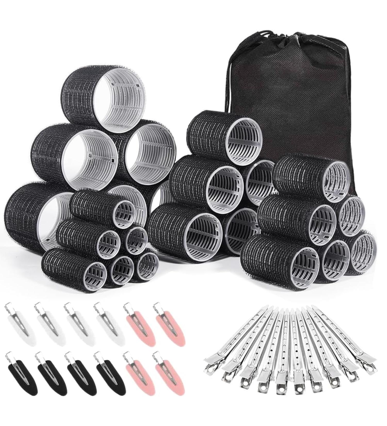 Mabufun 46 PCS Hair Rollers With Clips For Long Hair Curlers Velcro Rollers Jumbo Hair Rollers Self Grip Hair Roller Set 22 Stainless Steel Clips And A Storage Bag - Buy Online on GoSupps.com