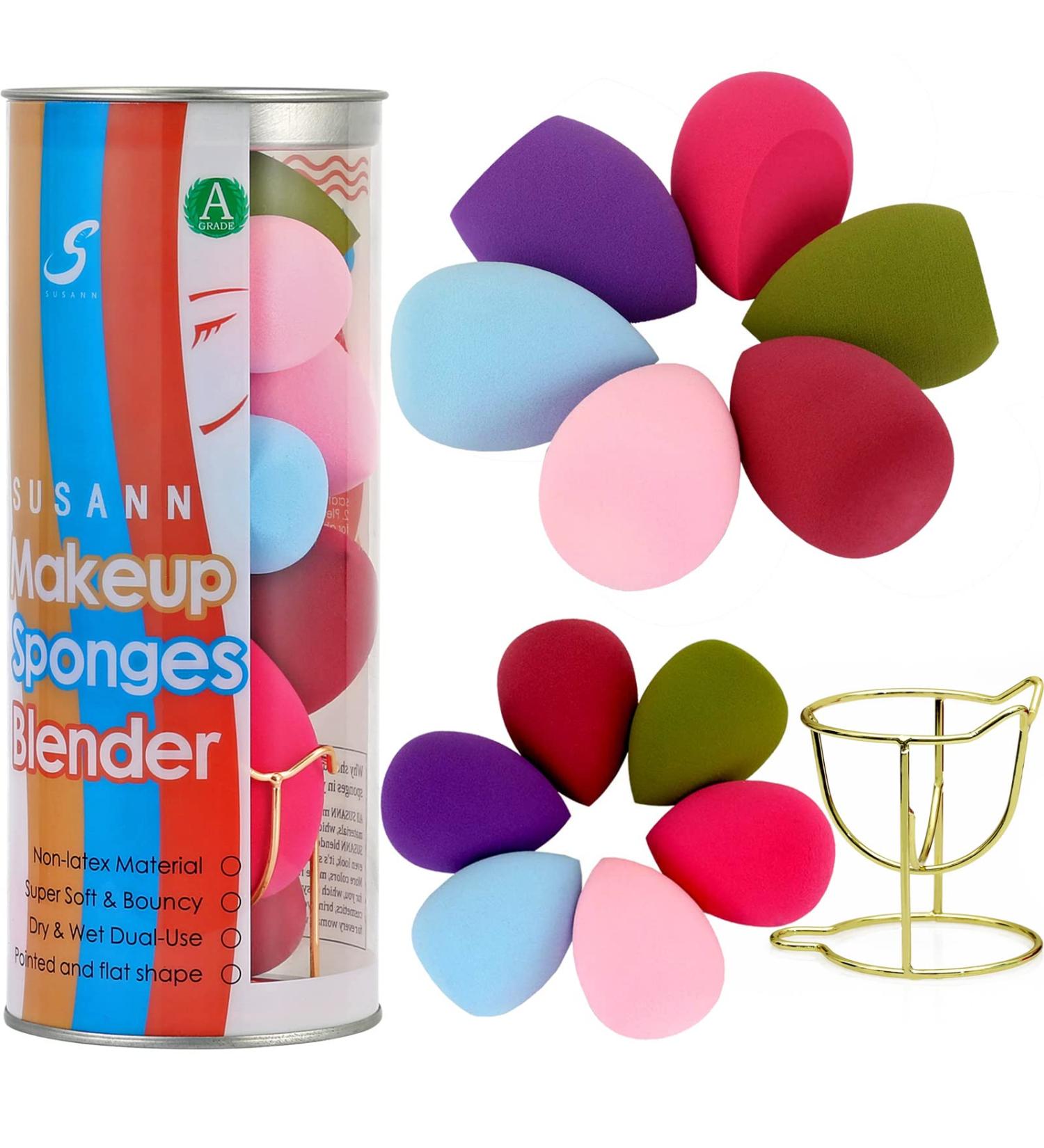 12pcs Makeup Sponge Blender Set with Holder - Flawless Beauty Blender for Liquid & Powder Foundation - Gift for Women - Buy Online on GoSupps.com