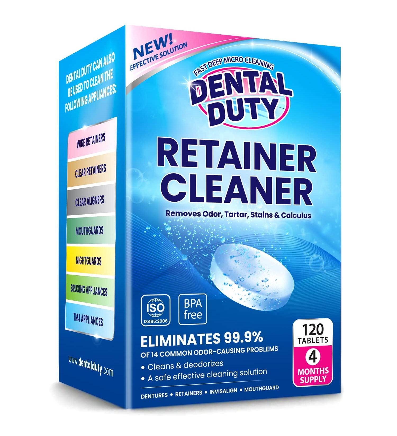 Retainer and Denture Cleaning Tablets - Removes Plaque & Stains, 4 Months Supply, 120 Count - Buy Online on GoSupps.com