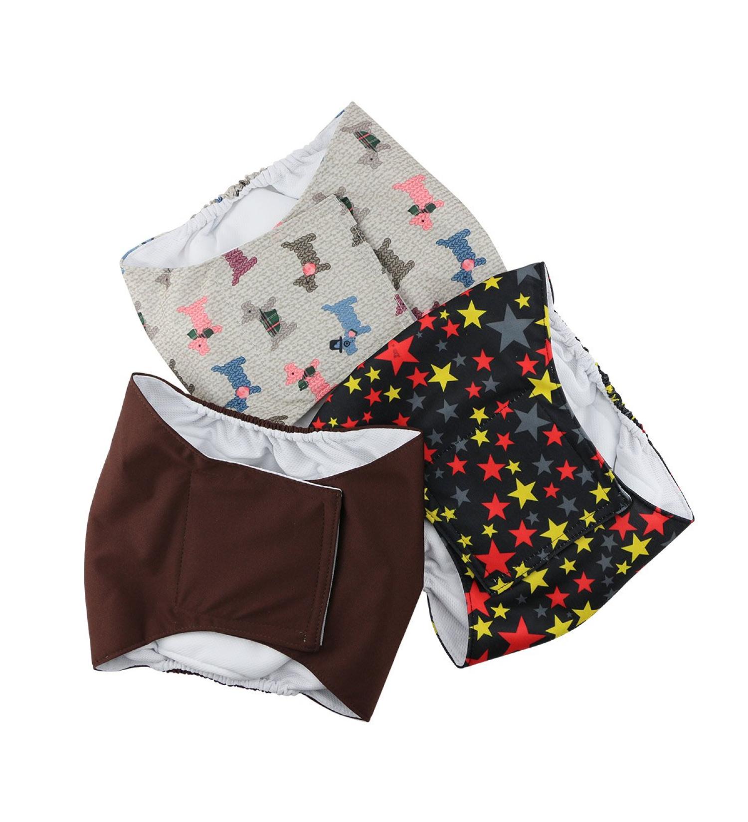 Hi Sprout Male Dog Diaper Reusable Washable Durable Absorbent L2 L Stars & Dogs
