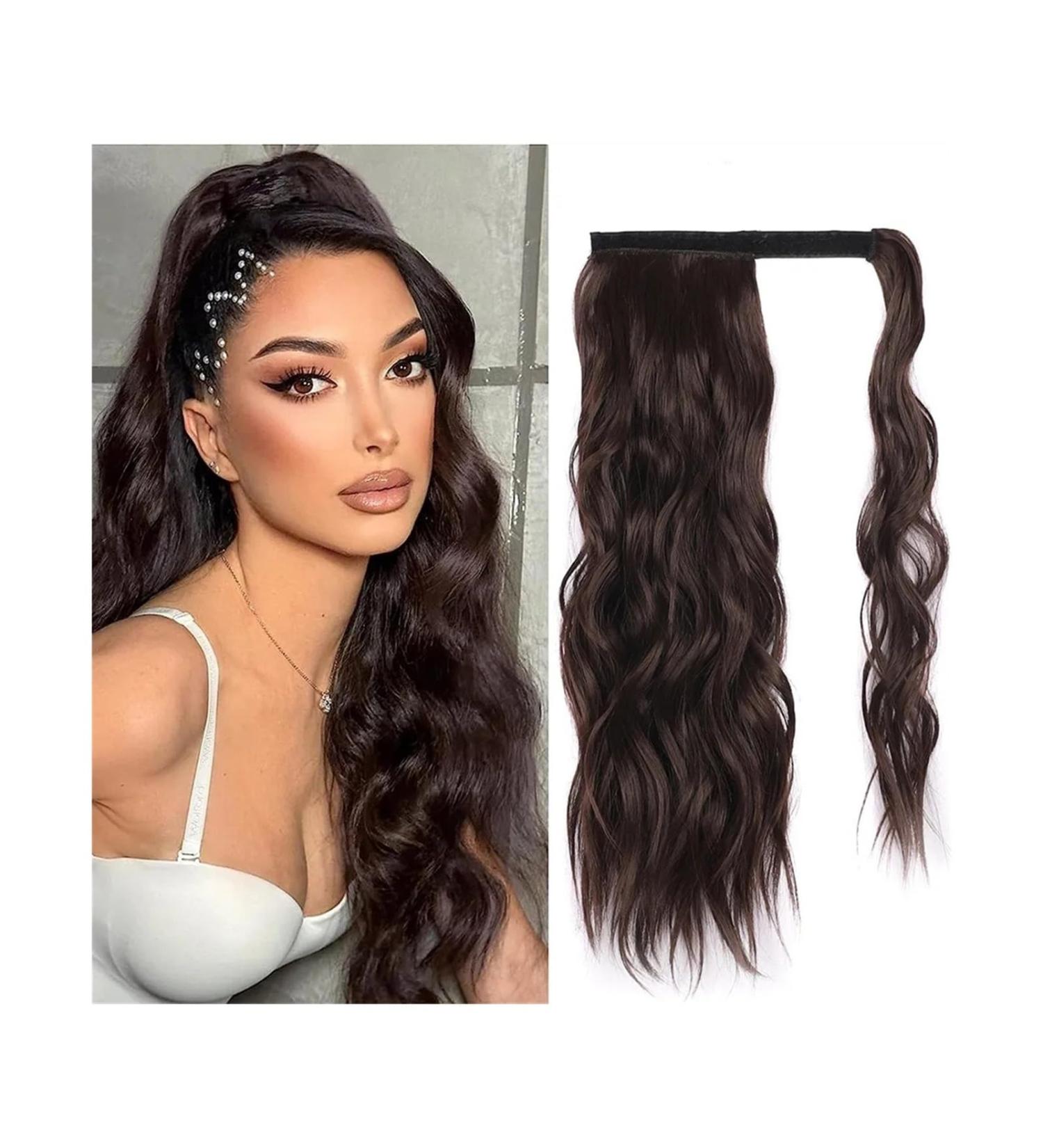 Ponytail Extensions Body Wave Ponytail Hair Extension Heat Resistant Synthetic Wrap Around Ponytail Extension Clip In Wave Curly Ponytail Hairpiece for Women for Women(Color:4) - Buy Online on GoSupps.com