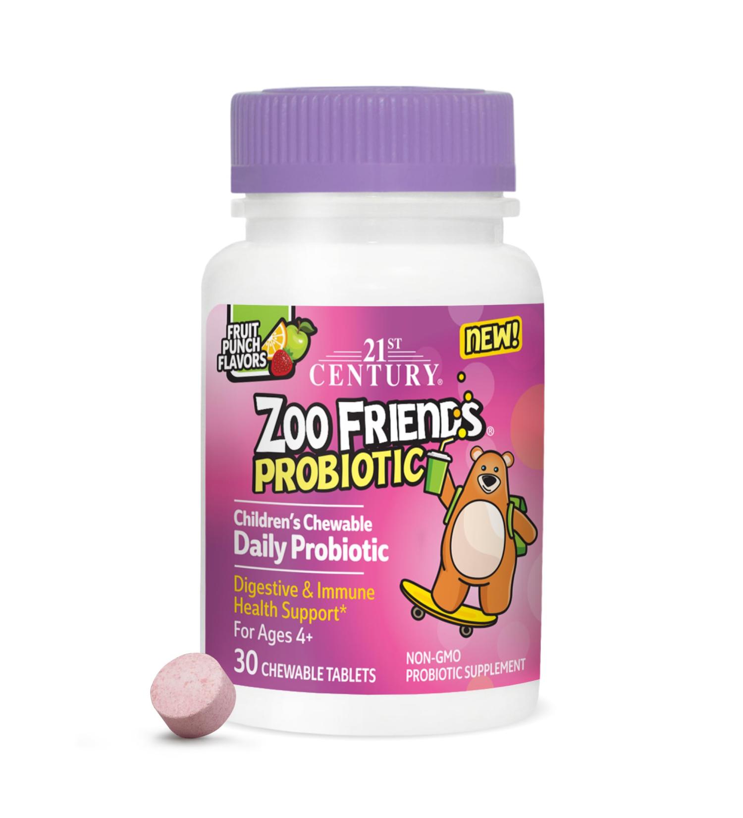 21st Century Zoo Friends Probiotic Chewable Fruit Punch Flavors 30 Count - Buy Online on GoSupps.com