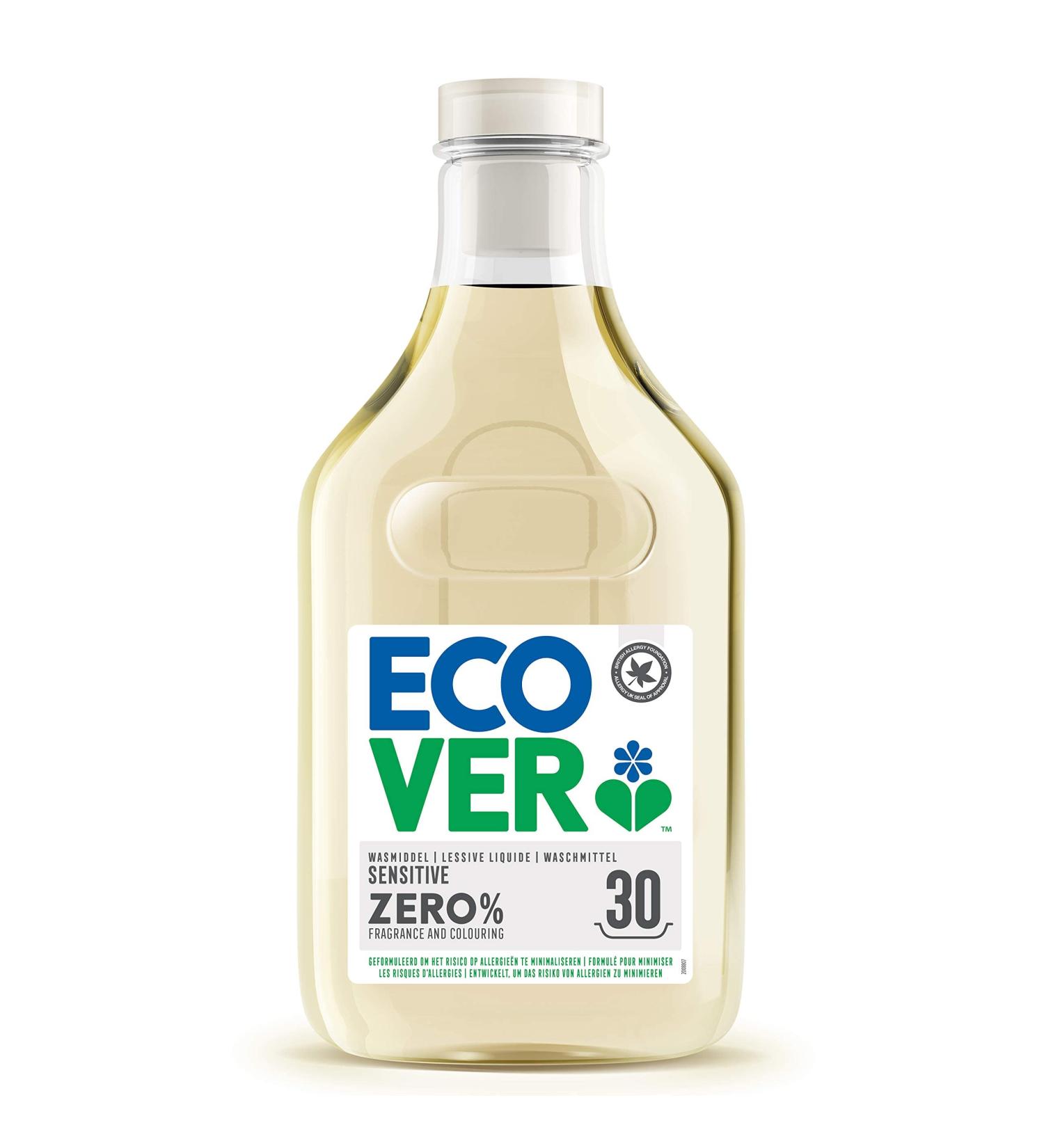 Ecover Zero Liquid Detergent 1.5L - Plant-Based Sensitive Formula for Allergy Sufferers | 30 Wash Loads - Eco-Friendly Cleaning - Buy Online on GoSupps.com