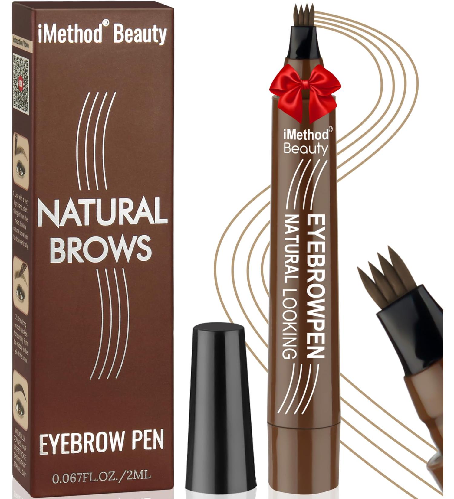 iMethod Microblading Eyebrow Pen - Upgrade Your Brows with 4 Fork Tip & Spoolie Brush for Natural Definition - Long-Lasting Light Brown Eyebrow Pencil for Women - Buy Online on GoSupps.com