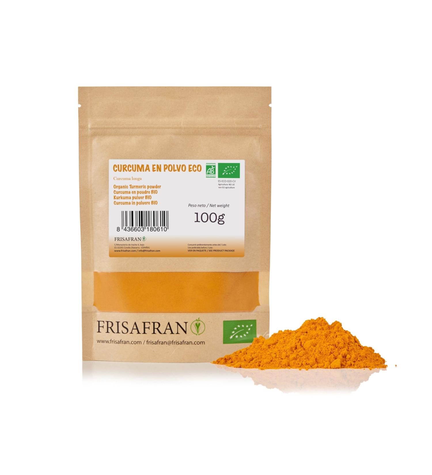 Buy Organic Turmeric Powder 100g - High-Quality Indian Turmeric | Frisafran | Golden Turmeric Spice for Health & Wellness - Buy Online on GoSupps.com