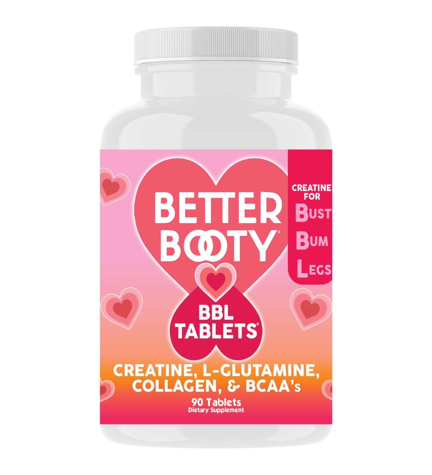 Better Booty BBL Tablets - Glute Builder Supplement for Women | Creatine L-Glutamine Collagen & BCAAs for Booty Gains (90ct - Buy Online on GoSupps.com