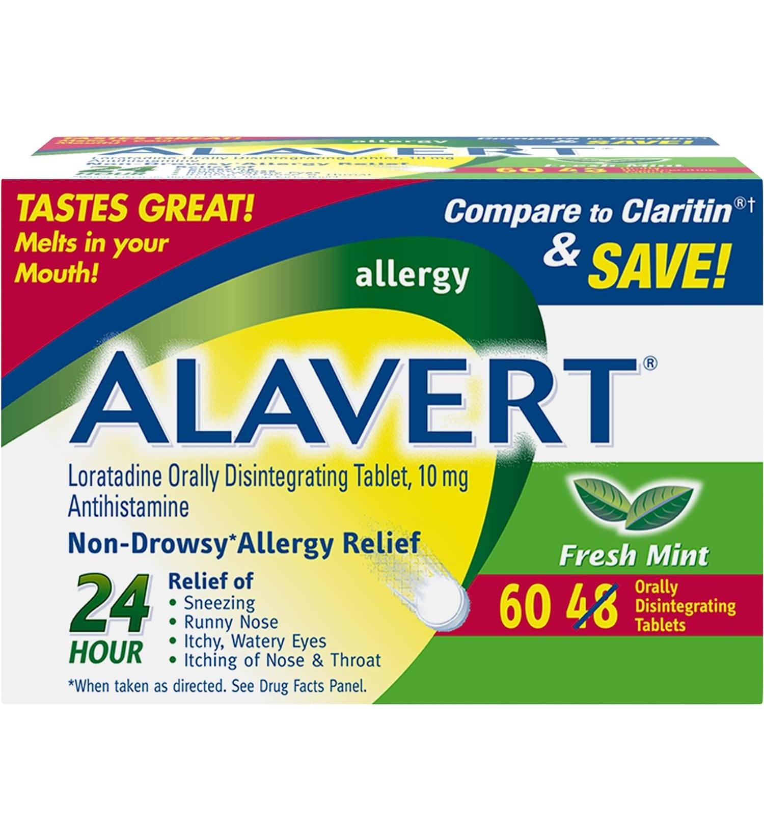 Alavert 24 Hour Orally Disintegrating Tablets - Fresh Mint - 60 Tablets (Pack of 4) | Fast International Shipping - Buy Online on GoSupps.com