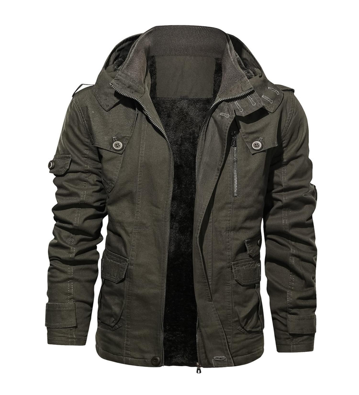 Buy Hanxiulin Oversized Plush Hoodie Jacket - Men's Winter Woolen Coat with Color Variants | Cozy Quilted Outerwear - Buy Online on GoSupps.com