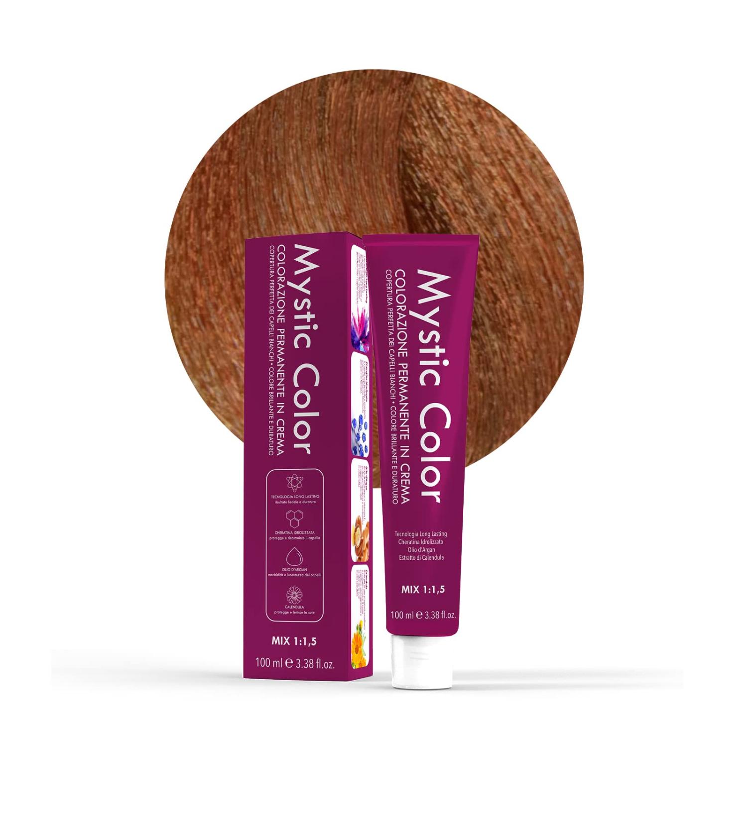 Mystic Color Hair Color Formula Enriched with Argan Oil and Calendula Long-Lasting Permanent Coloring Cream Golden Copper Blonde 7.43 100 ml - Buy Online on GoSupps.com