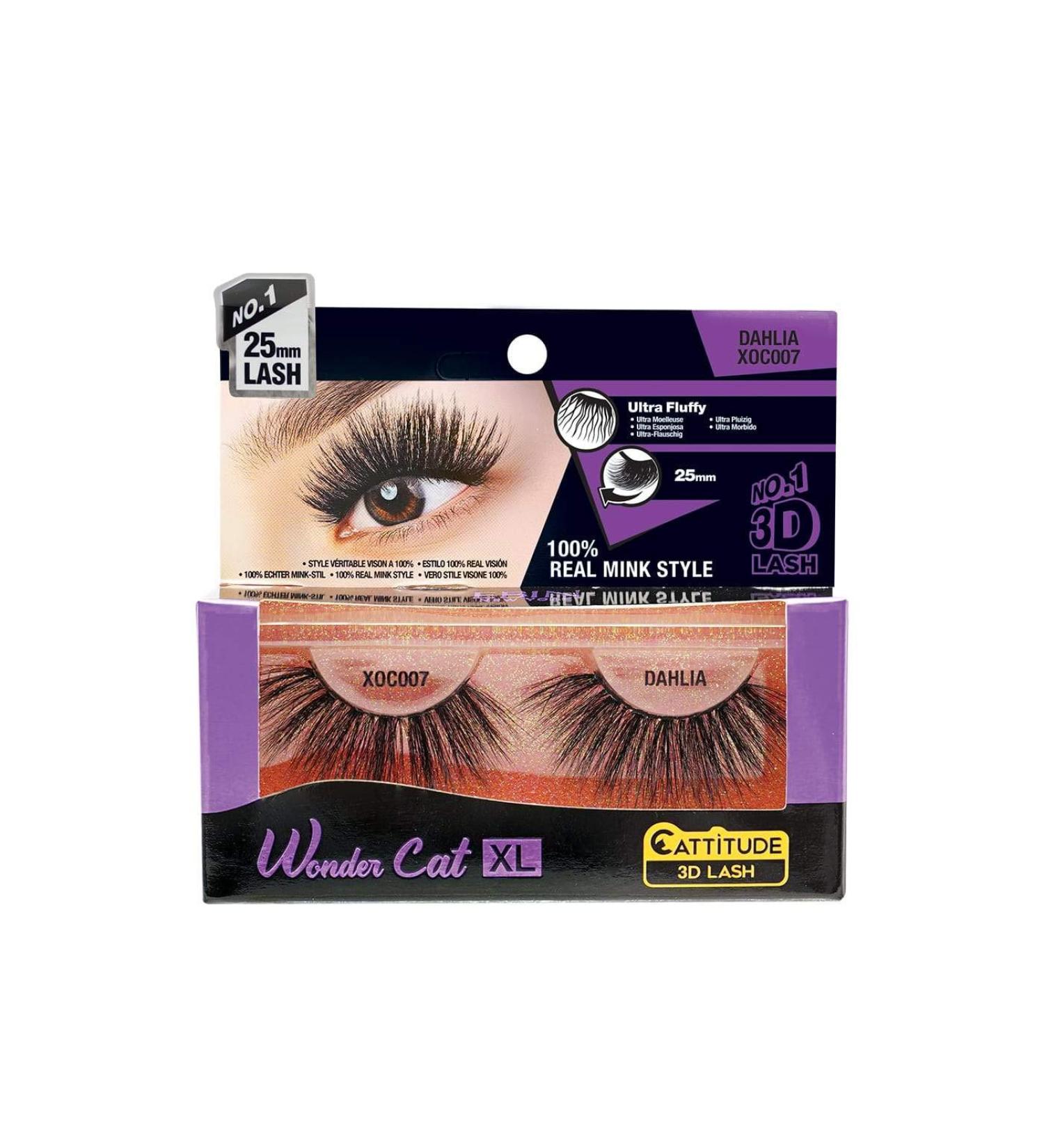 CATTITUDE 3D LASHES Dahlia Wonder Cat XL Faux Mink False Eyelashes Lightweight & Reusable Cruelty-Free