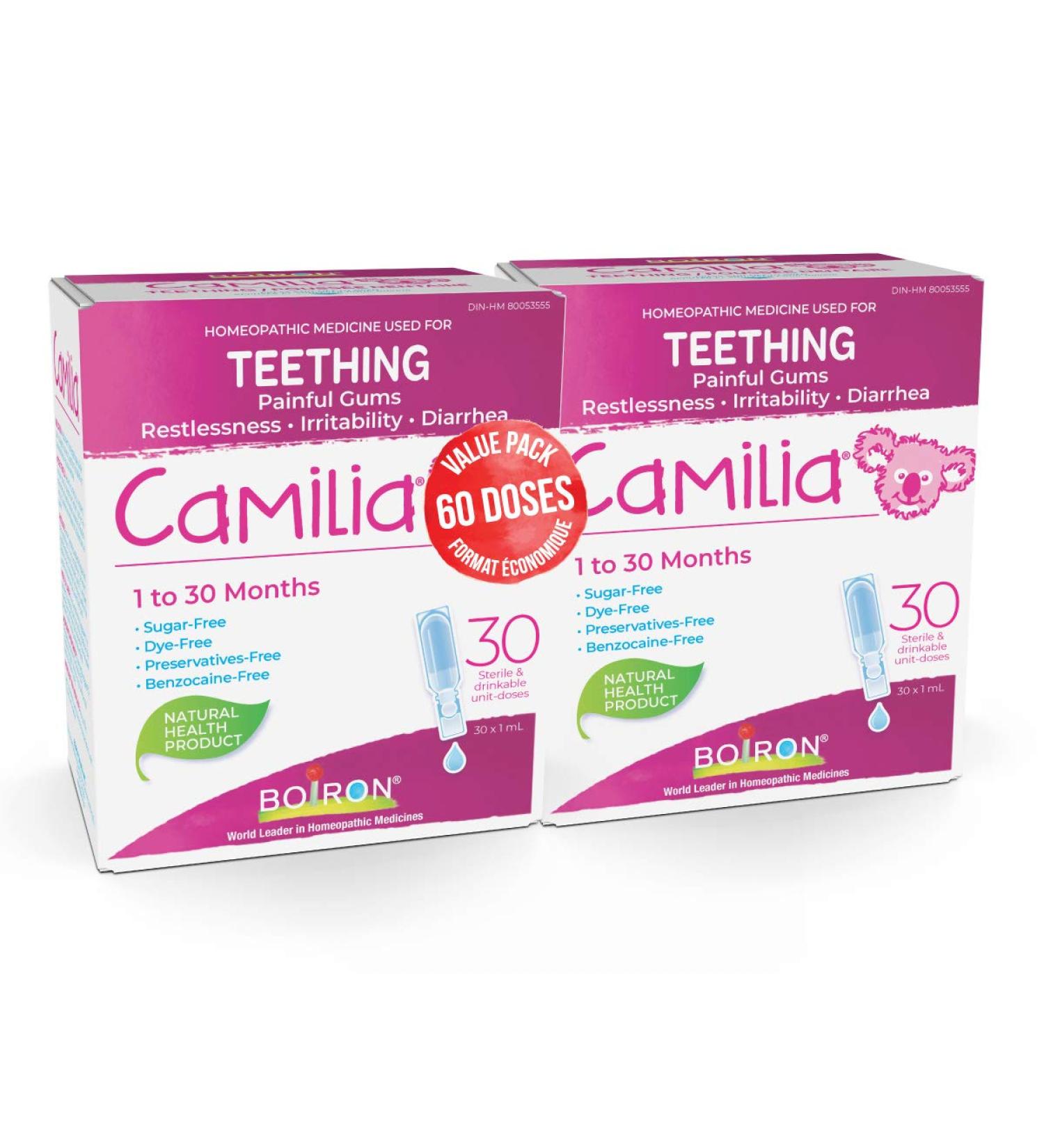 Boiron Camilia Baby Teething Relief Medicine 30 Count (Pack of 2) 60 Dose Teething Relief - Buy Online on GoSupps.com