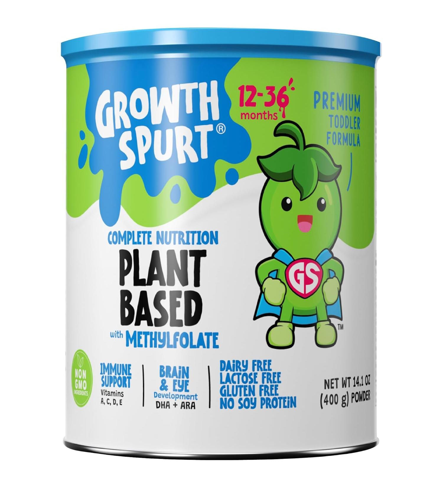 GROWTH SPURT Plant Based Toddler Formula Complete Nutrition Powder 12 - 36 Months - 14.1 Oz  - Buy Online on GoSupps.com