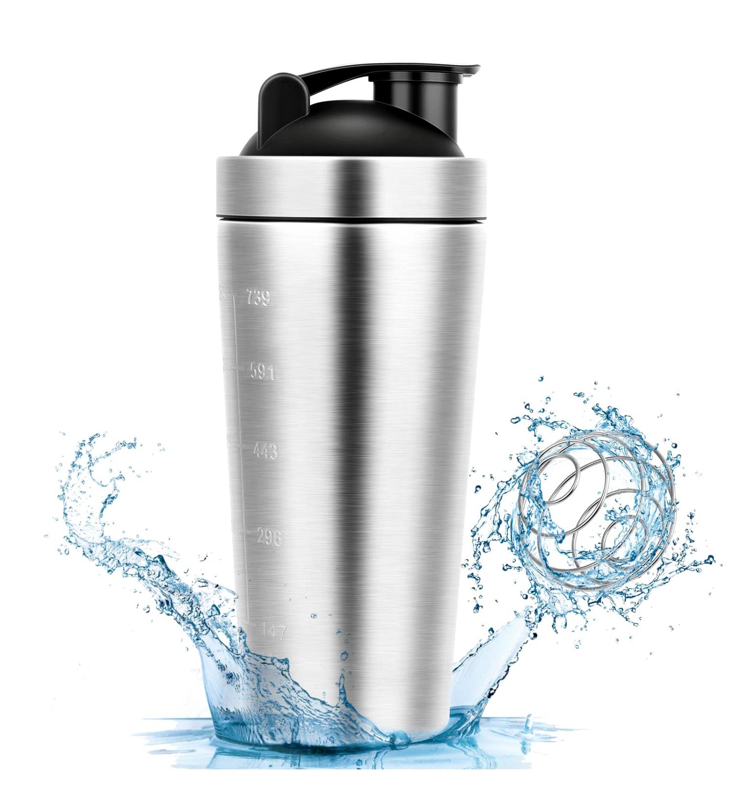 Shop Laoool Stainless Steel Protein Shaker 750ml | BPA-Free Classic Loop Shaker with Blender Ball for Fitness Yoga & Sports - International Shipping - Buy Online on GoSupps.com