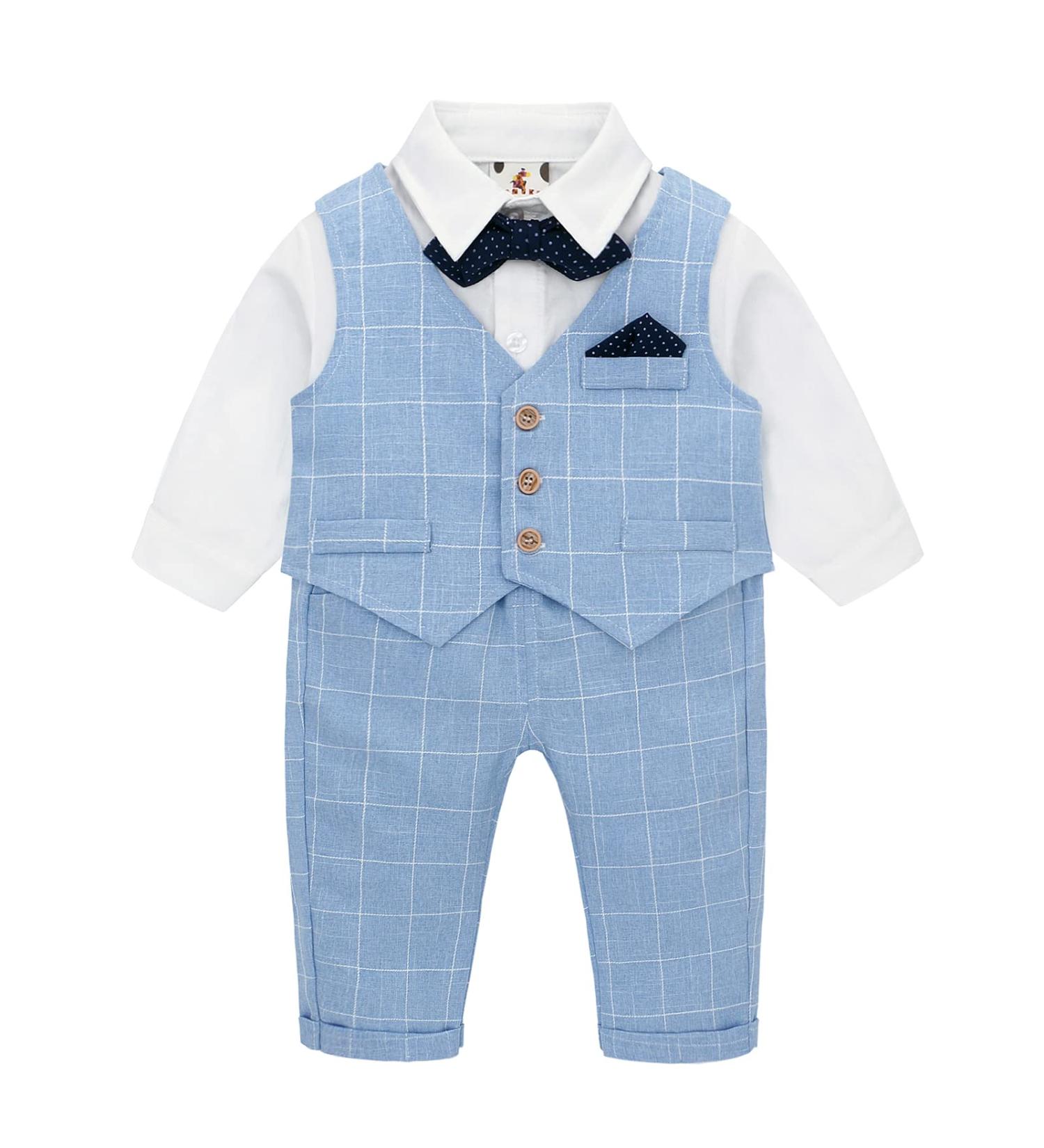 Famuka Baby Boys Gentleman Suit Set | Toddler Tuxedo Clothing | Blue | Size 120 - Buy Online on GoSupps.com