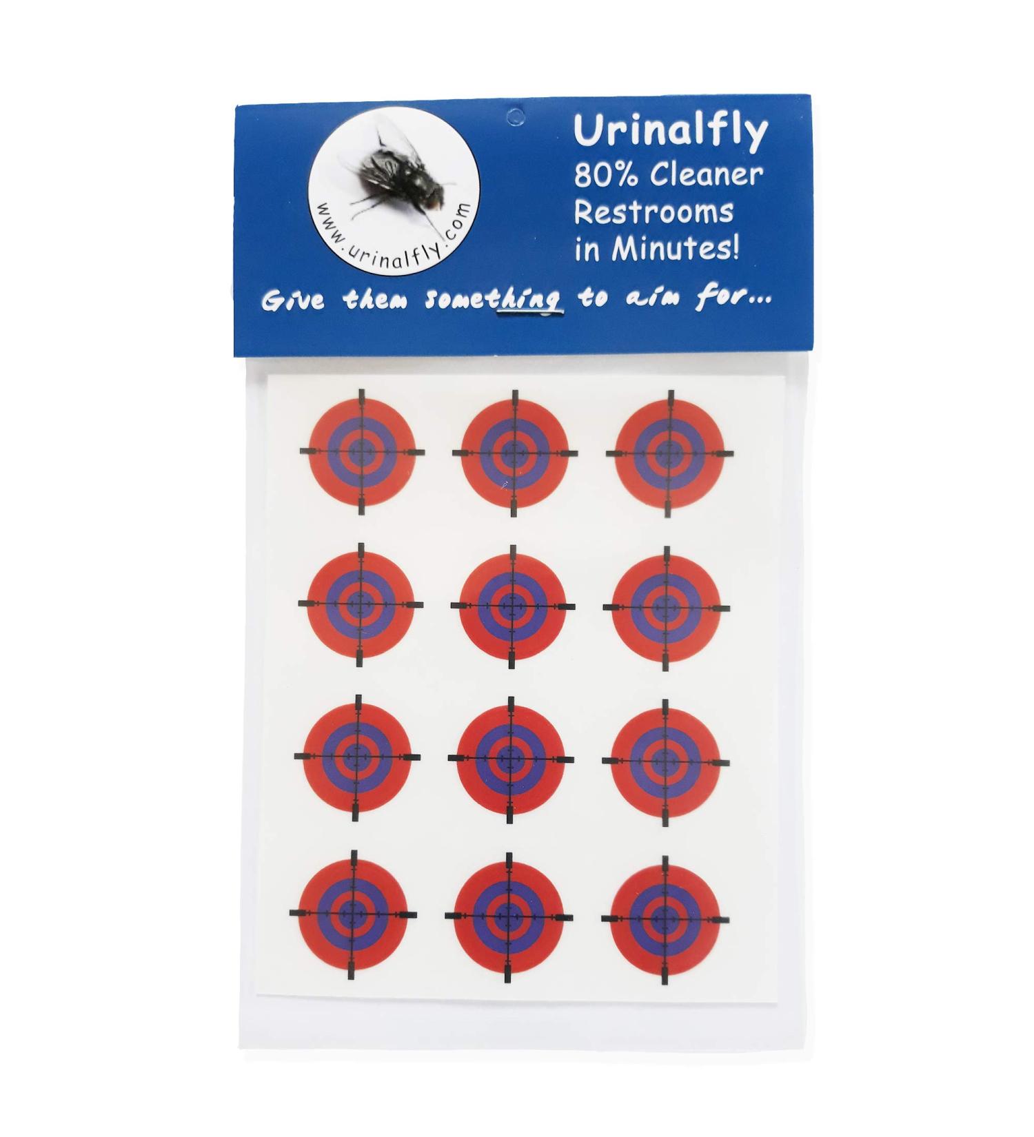 Urinal Fly Toilet Stickers 12 Pack - Red/Blue Targets - 80% Cleaner Bathrooms! - Buy Online on GoSupps.com