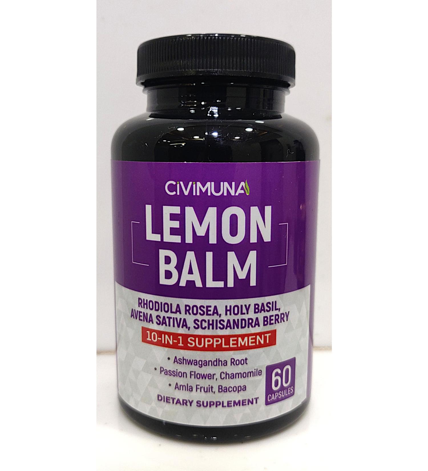 CIVIMUNA Lemon Balm Capsules with Lemon Balm Rhodiola Rosea Holy Basil and More - 120 Capsules 4 Months Supply (Pack of 2) - Buy Online on GoSupps.com