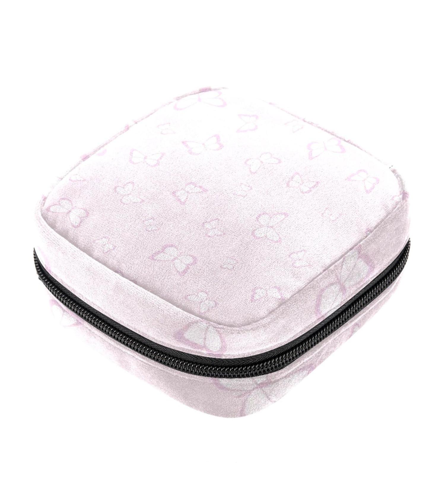 Pink Butterfly Print Sanitary Napkin Storage Bag - Portable Menstrual Cup Pouch - Buy Online on GoSupps.com