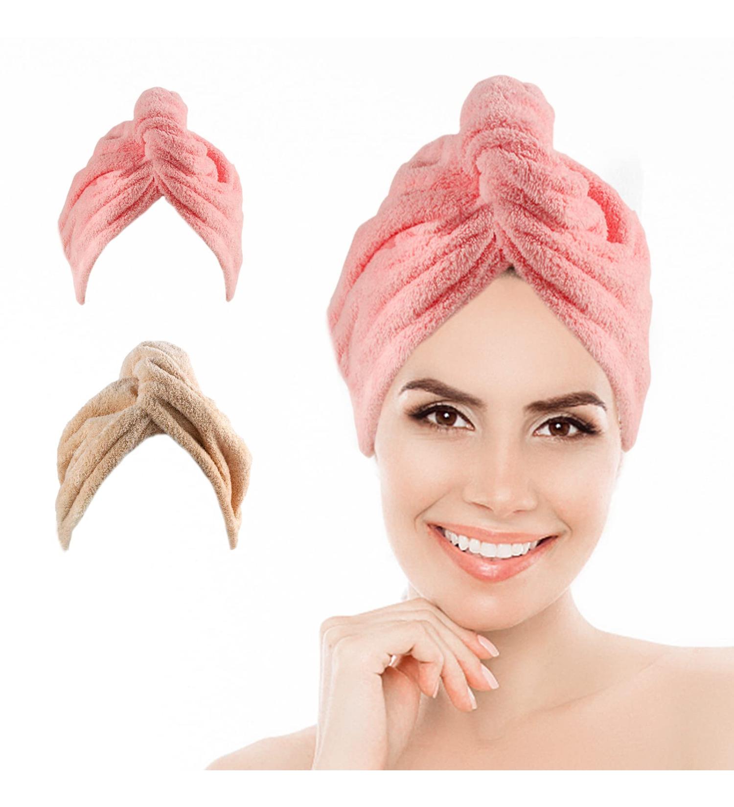 Yivalue Super Absorbent Hair Towel Cap Set - Quick Dry for All Hair Types - 2 Pack Hair Drying Caps for Women, Men, Kids - Buy Online on GoSupps.com