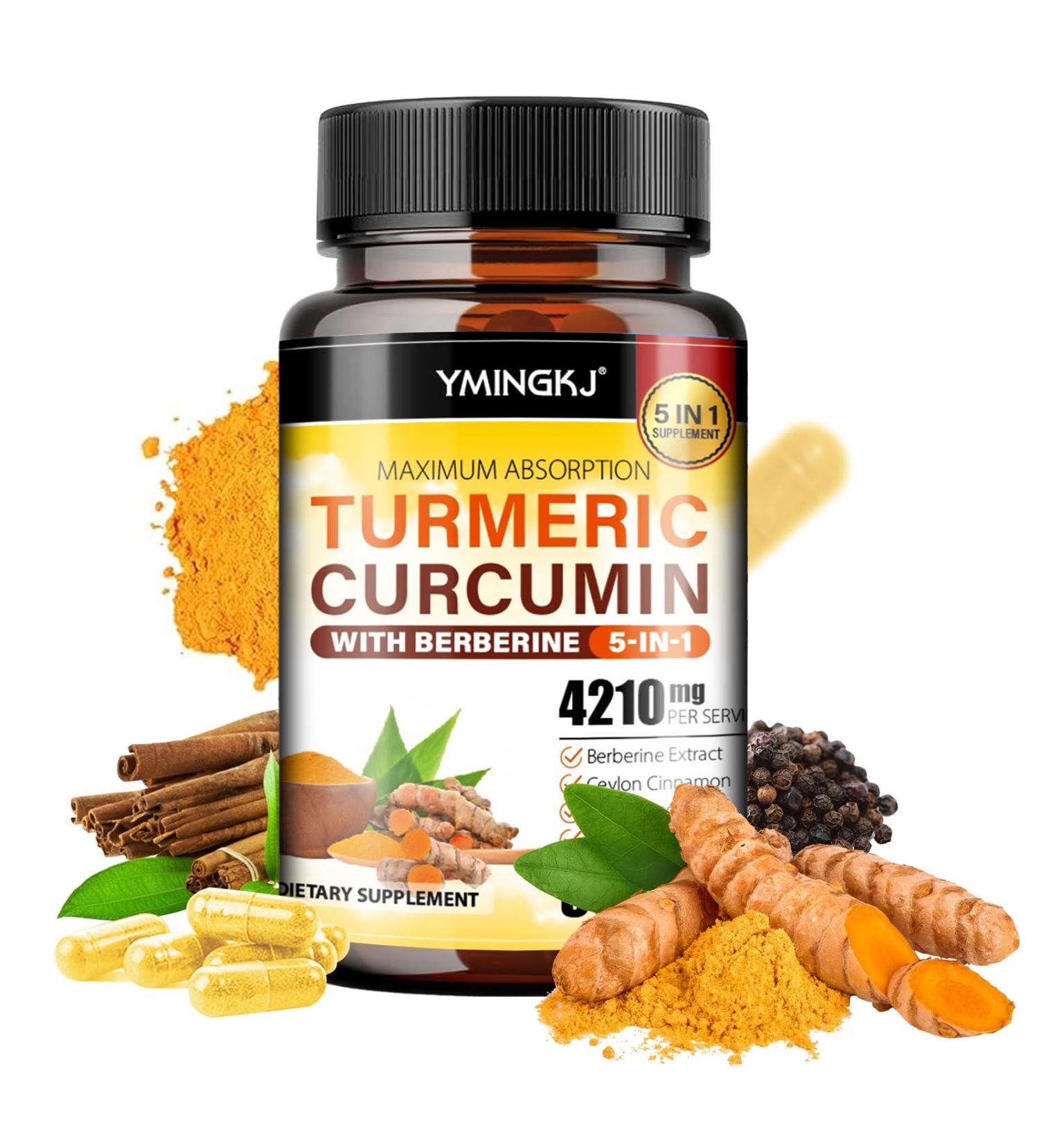 Turmeric Curcumin Supplement with Black Pepper & Bioactive Botanicals Turmeric Ginger Berberine Ceylon Cinnamon Premium Supplement for Daily Wellness Support 60 Capsules 60 Count (Pack of 1) - Buy Online on GoSupps.com