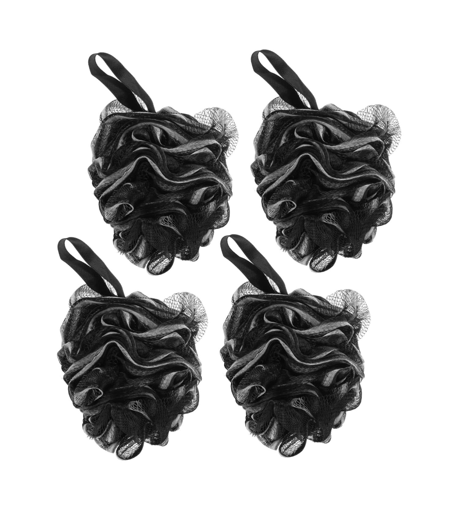 Buy NOLITOY 4pcs Black Bath Balls - Durable Mesh Loofah Scrubber Sponges for Men | Portable Body Wash Solution - Buy Online on GoSupps.com