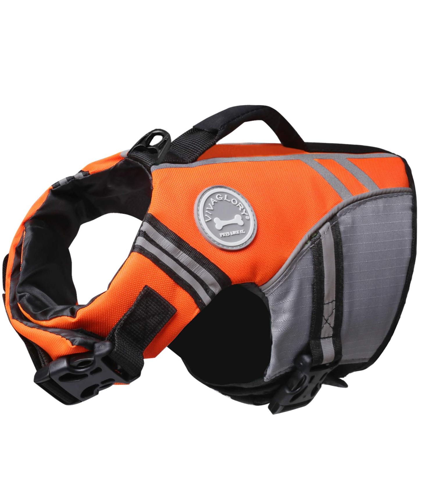 Vivaglory Neon Orange Life Jacket for Small Dogs - Adjustable Durable & Safe Buoyancy Jacket (XS: 43-51 cm) - Buy Online on GoSupps.com
