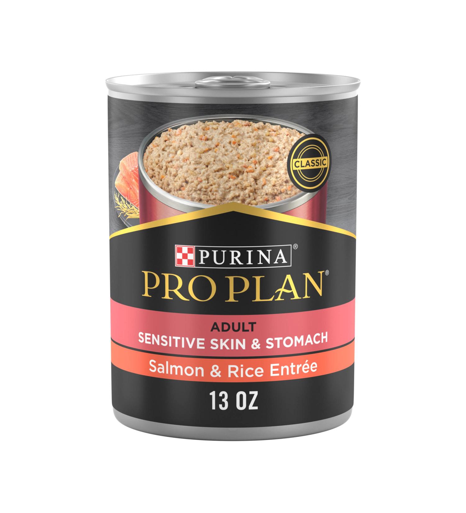 Purina Pro Plan Sensitive Skin & Stomach Adult Wet Dog Food 12-Pack Cans - Salmon & Rice Formula - Buy Online on GoSupps.com