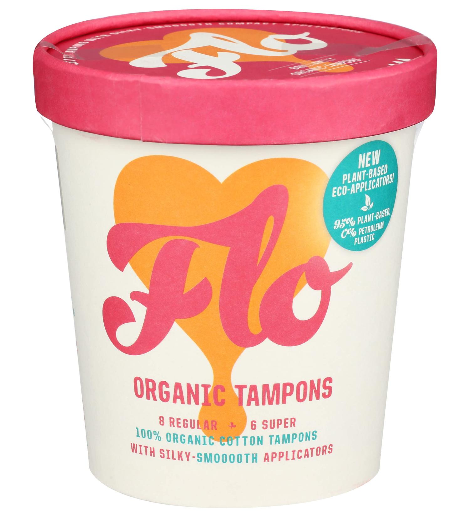Flo Regular & Super Cotton Tampons 14 CT - Organic and Comfortable - Buy Online on GoSupps.com