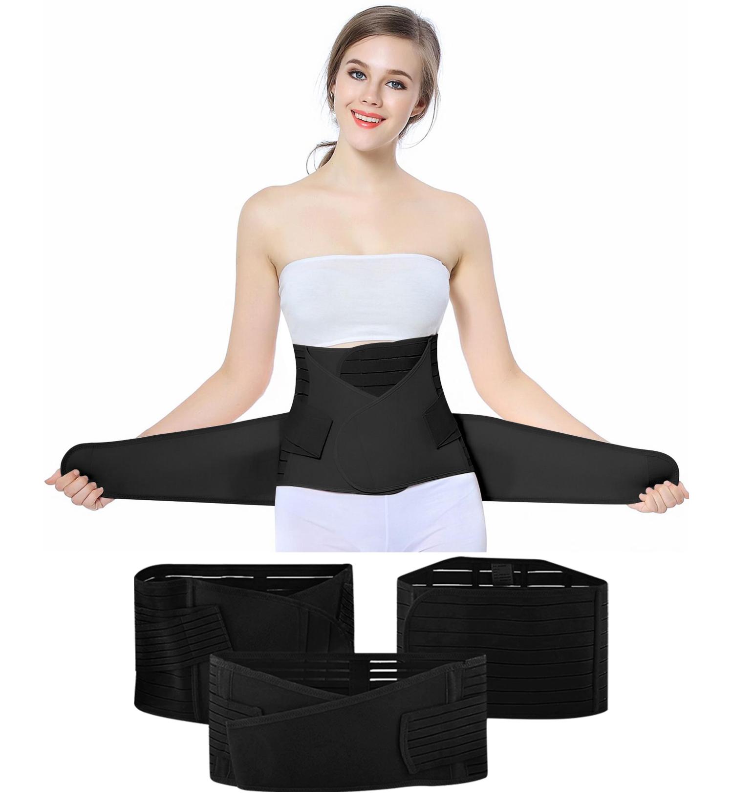 OKPOW 3 in 1 Postpartum Belly Wrap | Postpartum Belt Band for Women | Waist Pelvis Shapewear & Body Shaper | Postnatal C-Section Recovery Corset | Black, One Size - Buy Online on GoSupps.com