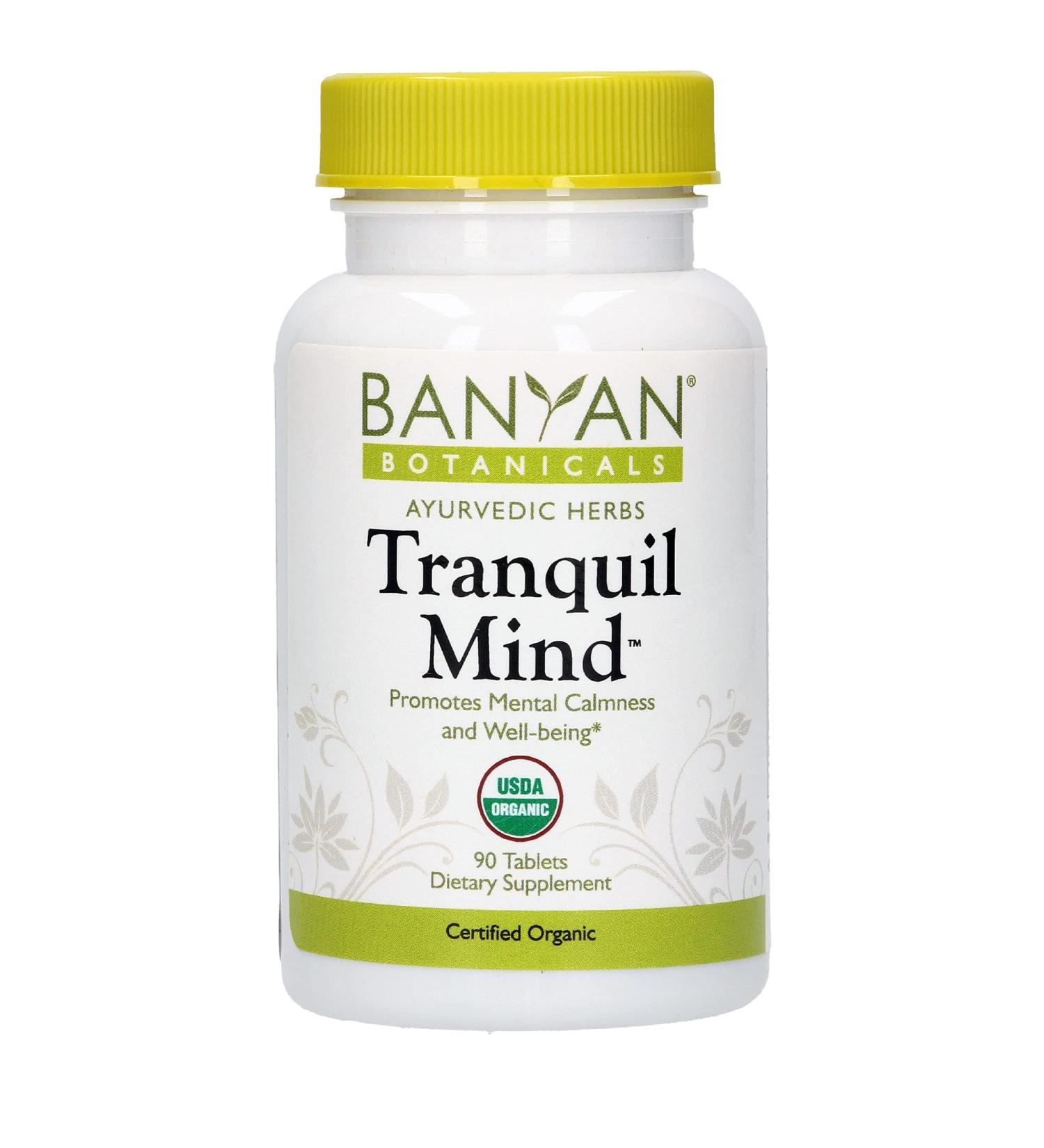Banyan Botanicals Tranquil Mind Organic Supplement - 90 Tablets | Ayurvedic Herbs for Calm & Stress Relief - Buy Online on GoSupps.com