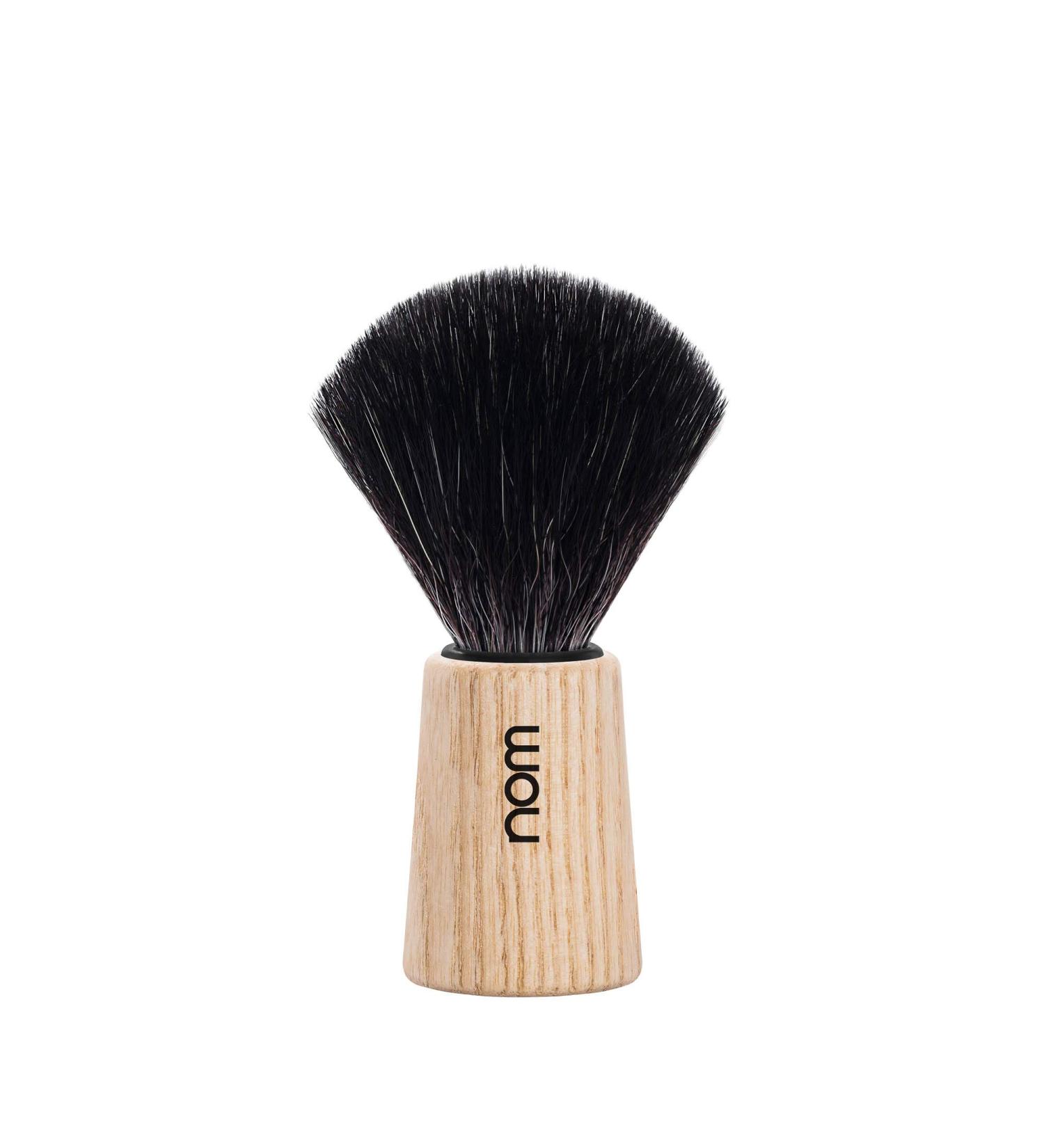 nom - Shaving brush - THEO series - Synthetic fibre Black Fibre - Natural ash wood