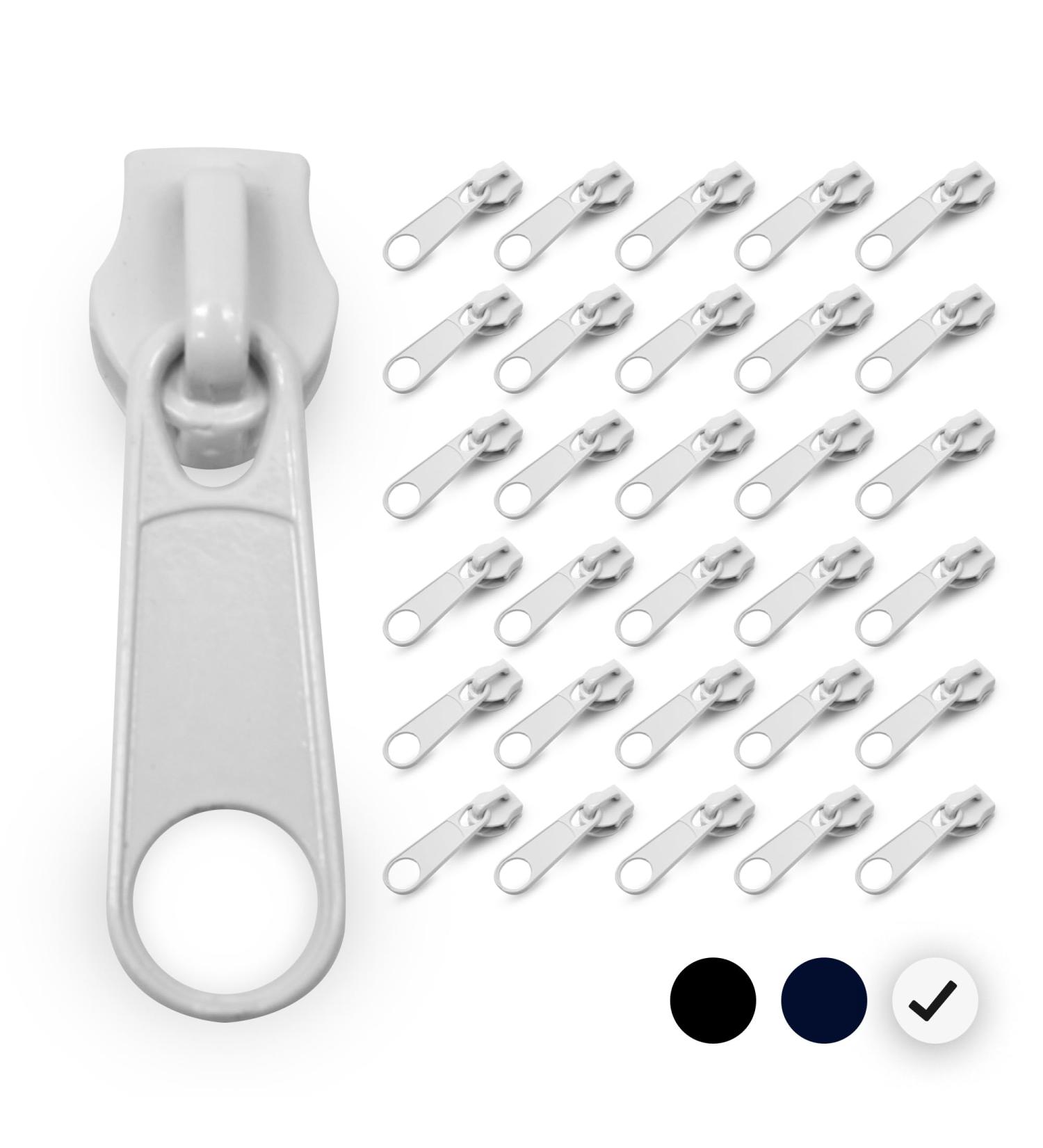 Buy Doja Barcelona Zipper Slider #3 - 25mm White (Pack of 30) | Ideal for Sewing Clothing Coats Jackets & More - Buy Online on GoSupps.com