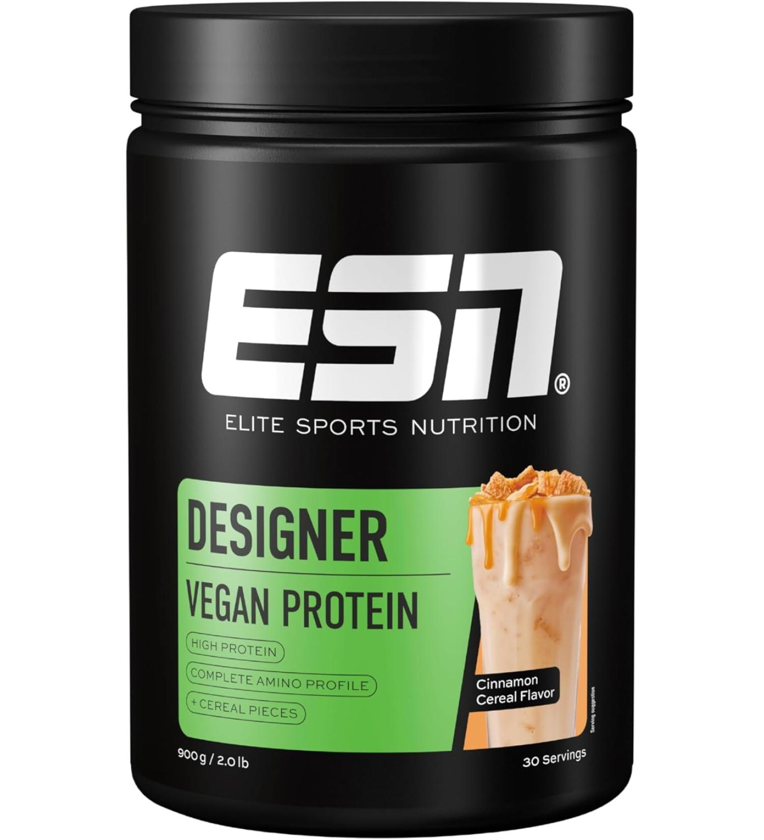 ESN Vegan Designer Protein Powder Cinnamon Cereal 910 g Can - Muscle Building and Recovery Cinnamon Cereal 910 g (Package of 1) - Buy Online on GoSupps.com