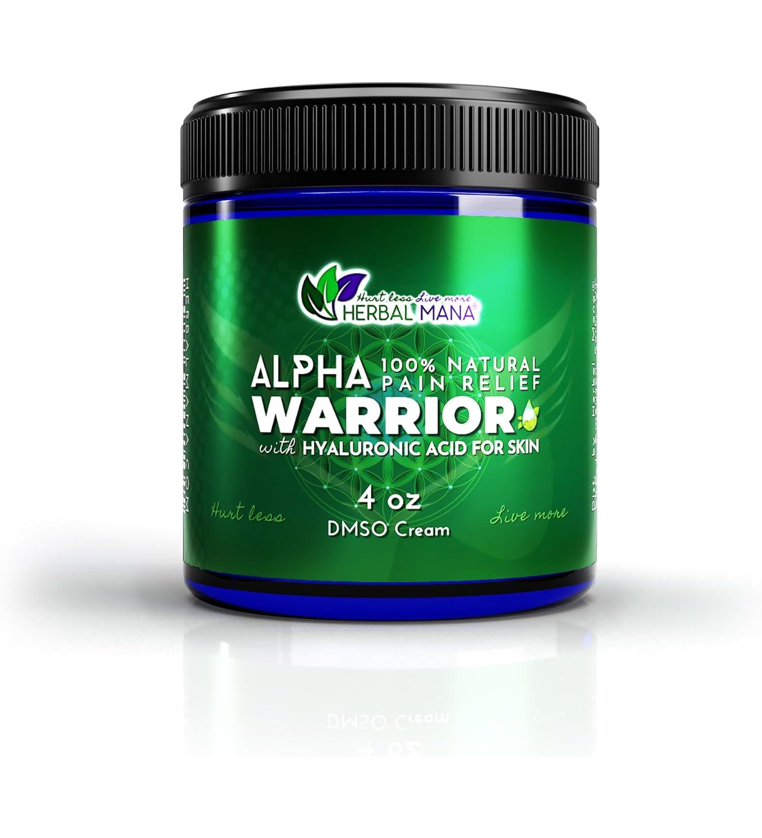 Alpha Warrior Hemp & DMSO Cream 5000mg - MSM Hyaluronic Acid Gel with Magnesium Oil for Muscle Soothing and Bruise Relief - Organic Topical Balm 4oz - Buy Online on GoSupps.com