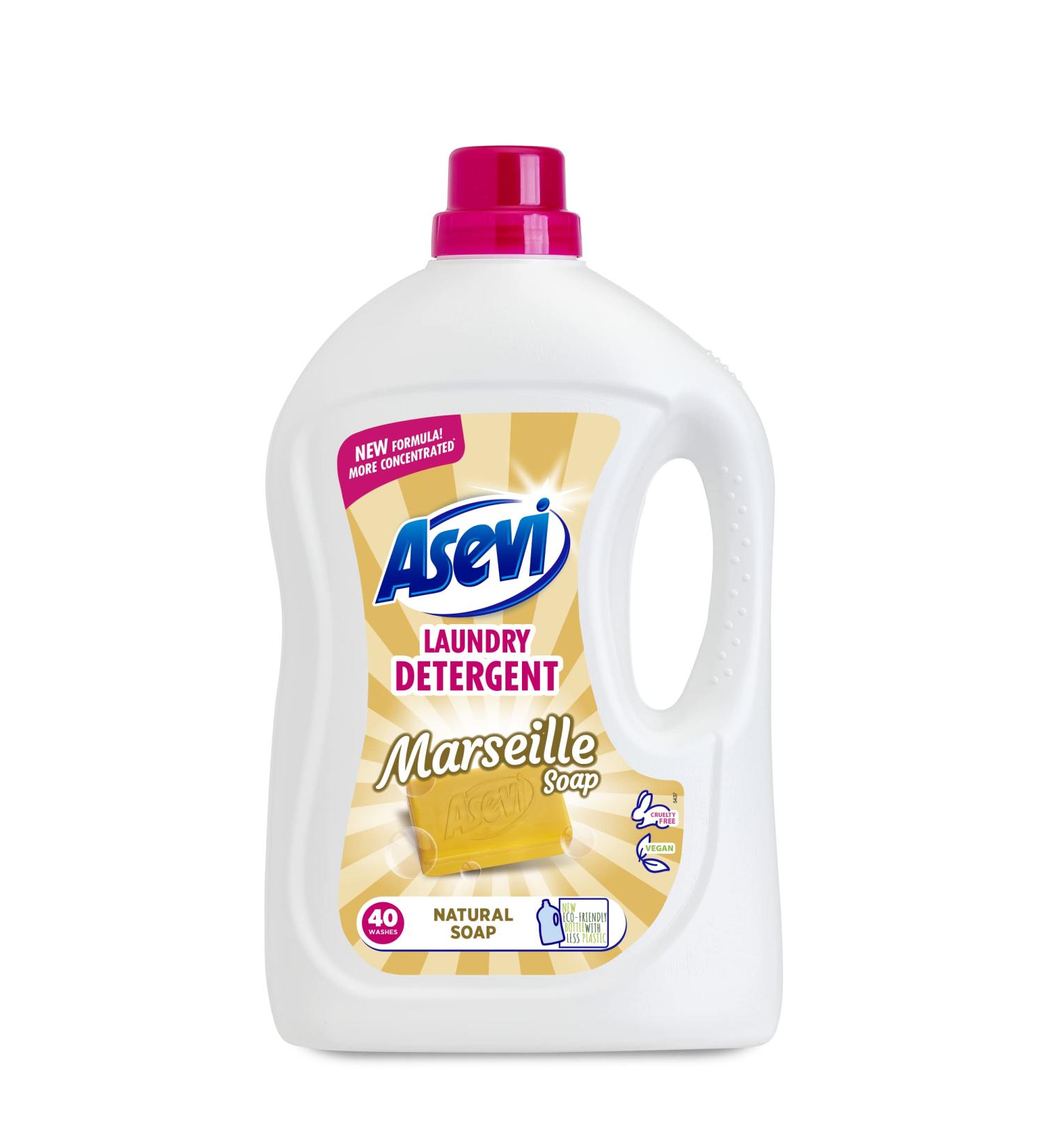 Asevi Marseille Soap Laundry Detergent 2376ML - 44 Washes | Eco-Friendly Cleanser - Buy Online on GoSupps.com