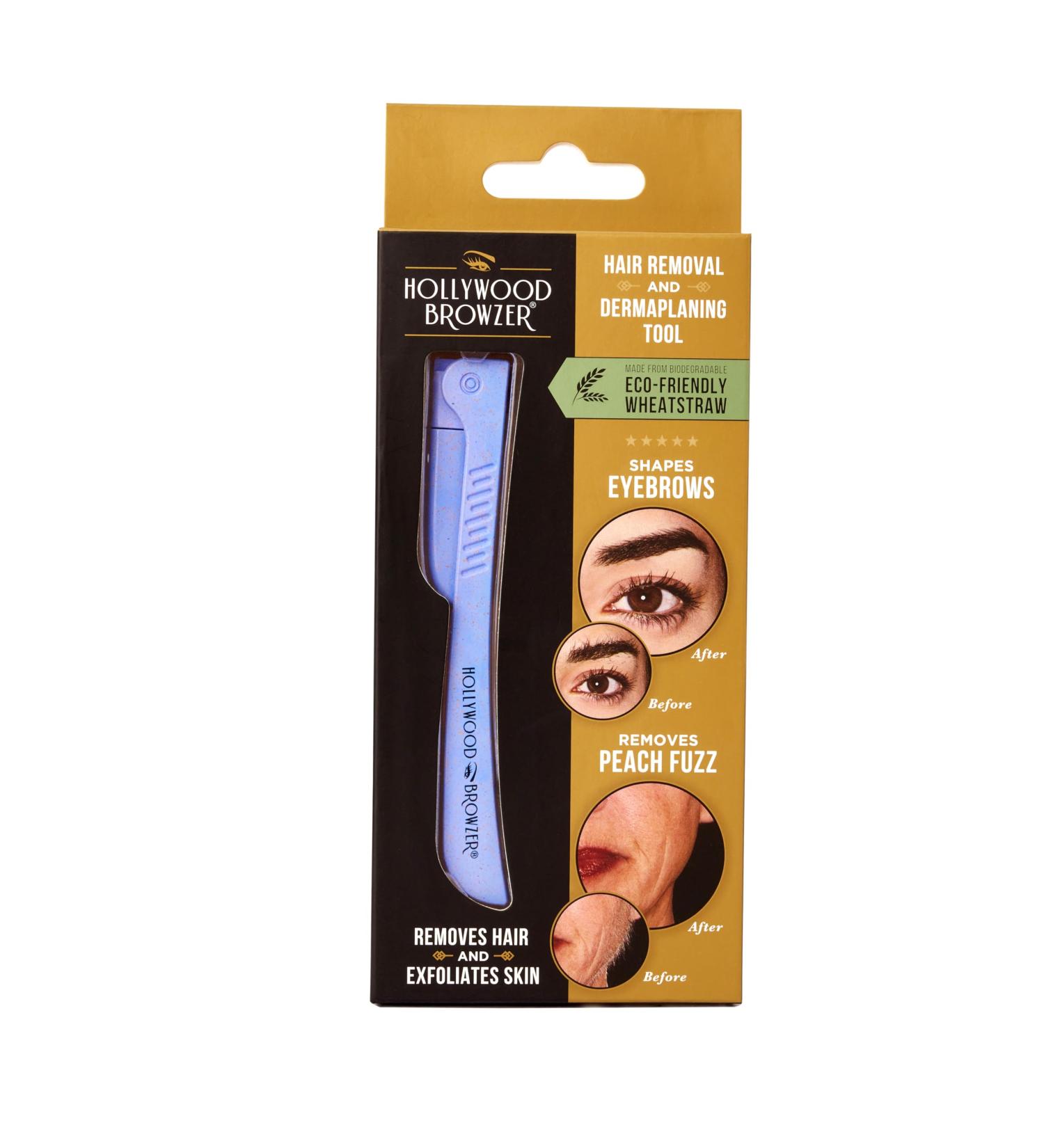 Hollywood Browzer Eyebrow Razor - Facial Hair Remover & Trimmer | Dermaplaning & Exfoliation Tool | Amethyst Color | Protective Pouch Included - Buy Online on GoSupps.com
