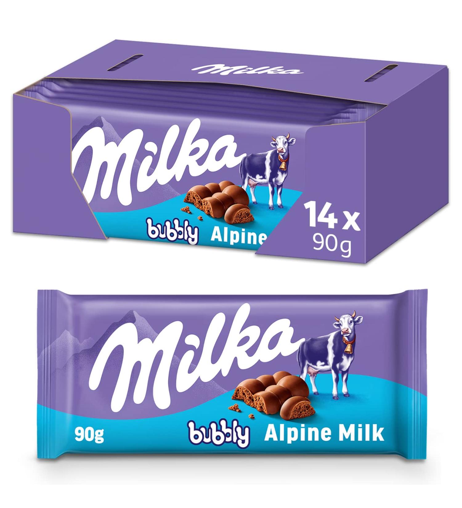  Milka Milka Bubbly aerated Alpine milk chocolate tablet - 14 x 90 g - Buy Online on GoSupps.com