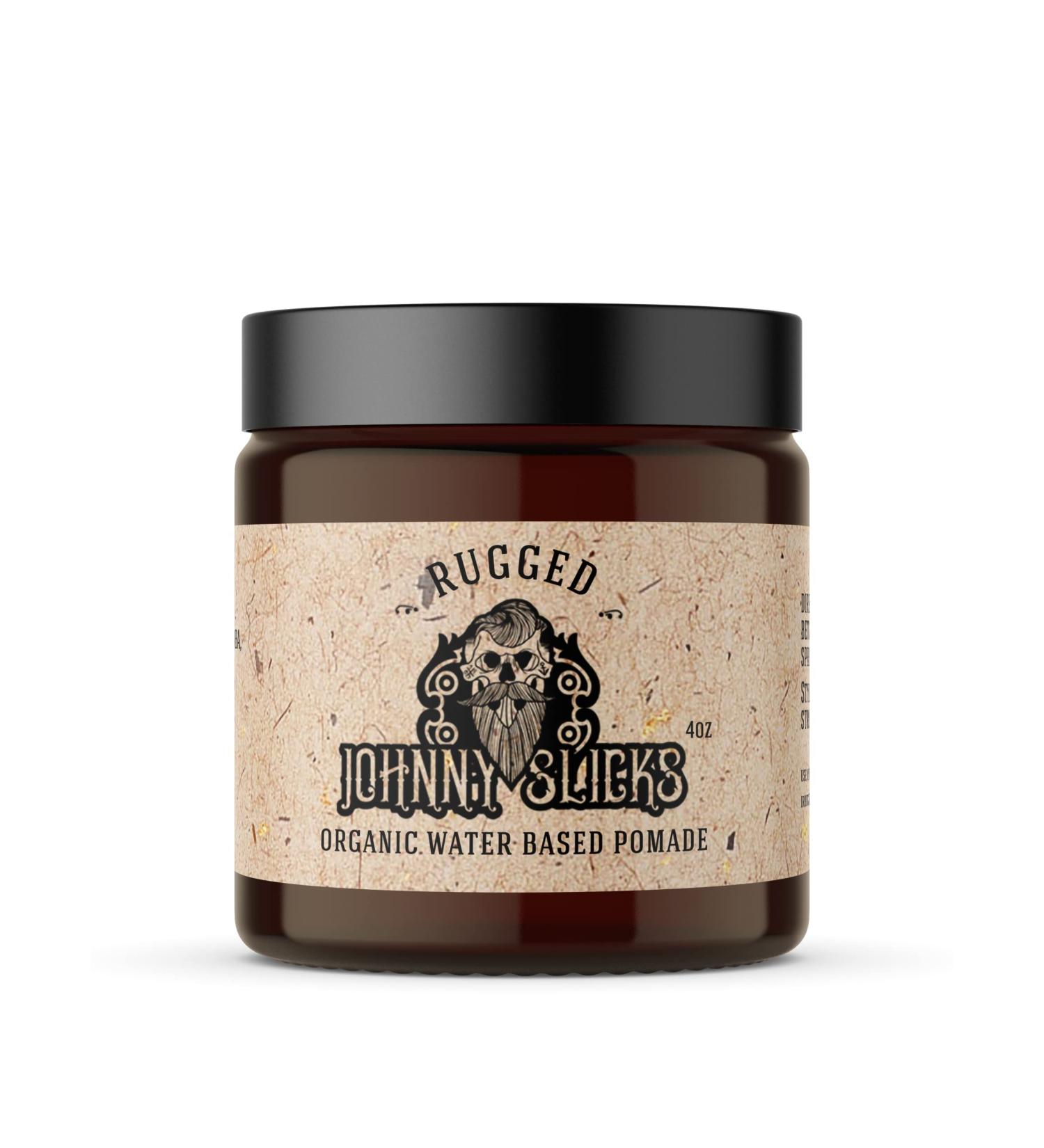 Johnny Slicks Rugged Strong Hold Water Based Hair Pomade - 4oz - Promotes Healthy Hair Growth and Hydrates Dry Skin - Men's Grooming Essential - Buy Online on GoSupps.com