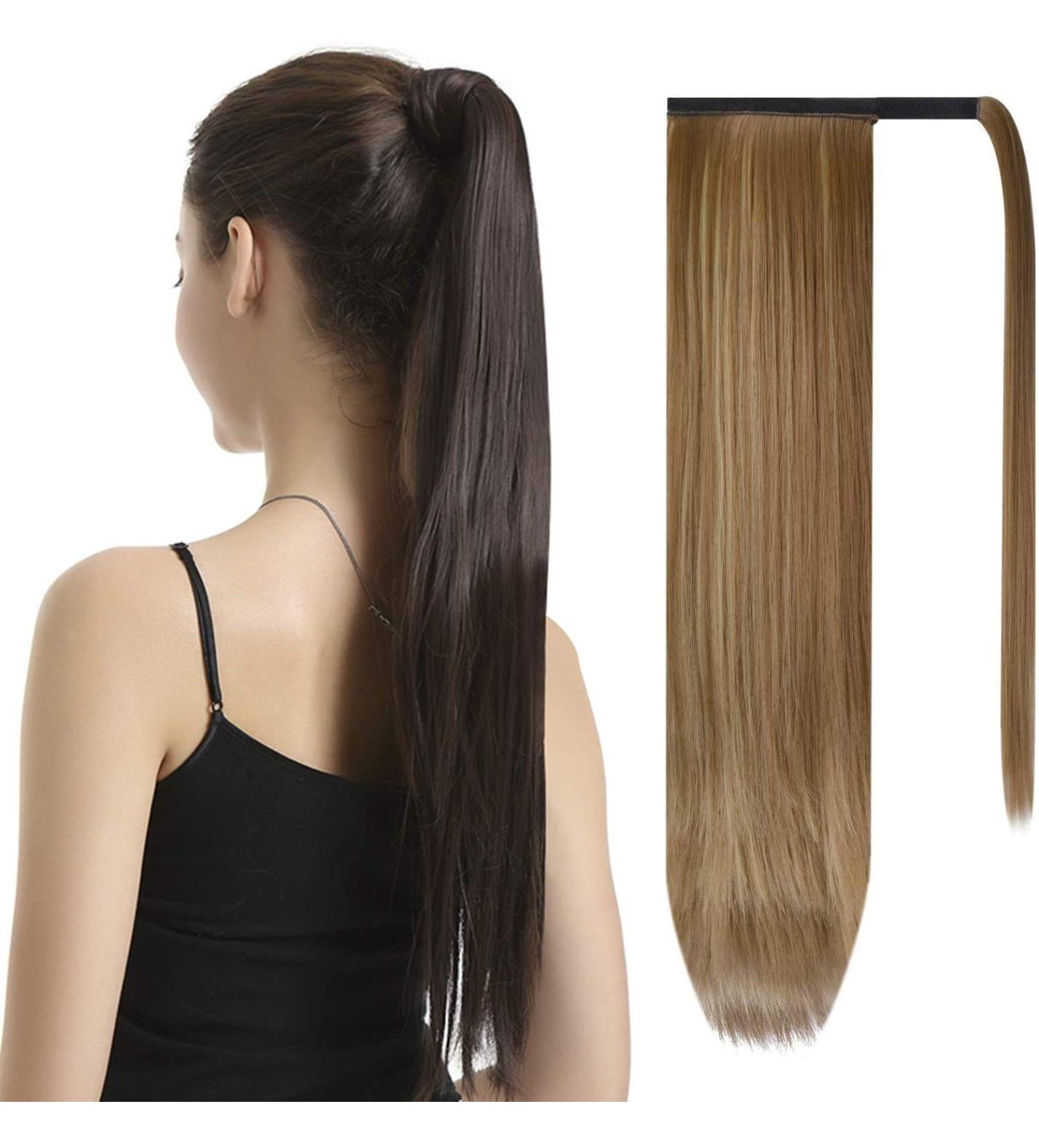 BARSDAR 70cm Synthetic Hair Ponytail Extension - Soft Wrapped Braid for Women/Girls - 130g 12h24 Brown & Blonde Hair Part - Buy Online on GoSupps.com