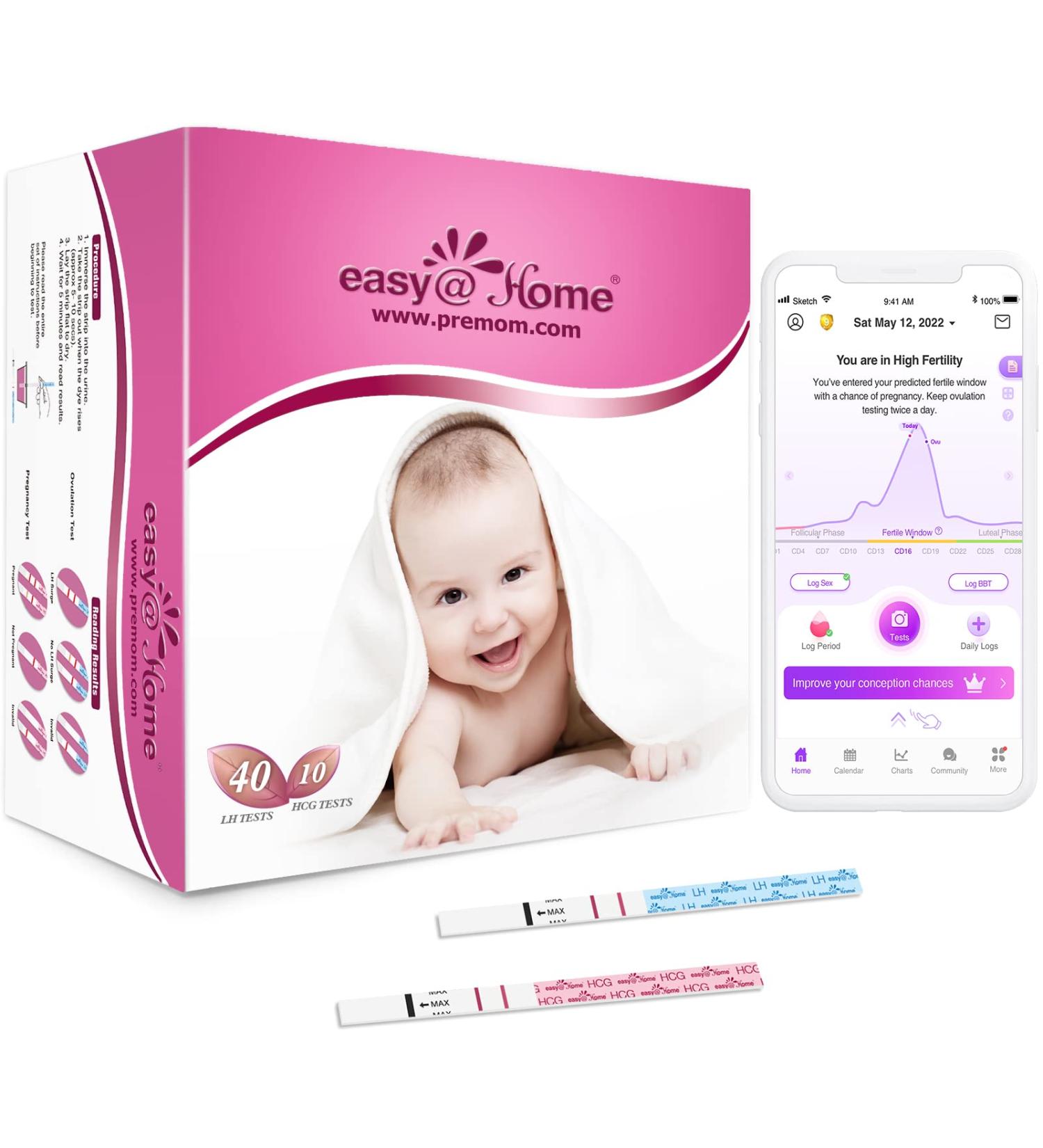 Easy Home 40 Ovulation & 10 Pregnancy Tests - Quick & Sensitive Fertility Kits for Family Planning - Buy Online on GoSupps.com
