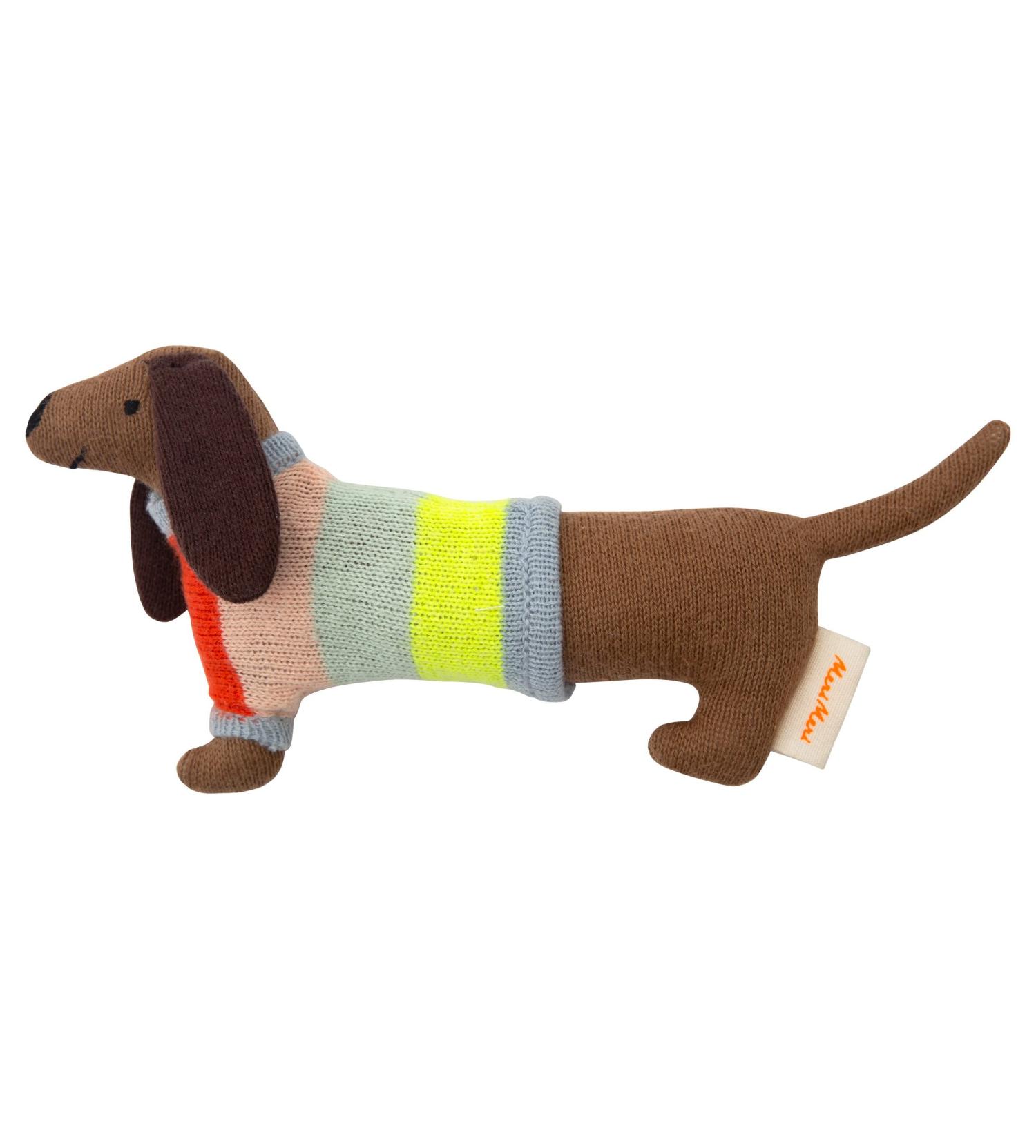 Meri Meri Sausage Dog Baby Rattle - Adorable newborn toy for sensory development - Buy Online on GoSupps.com