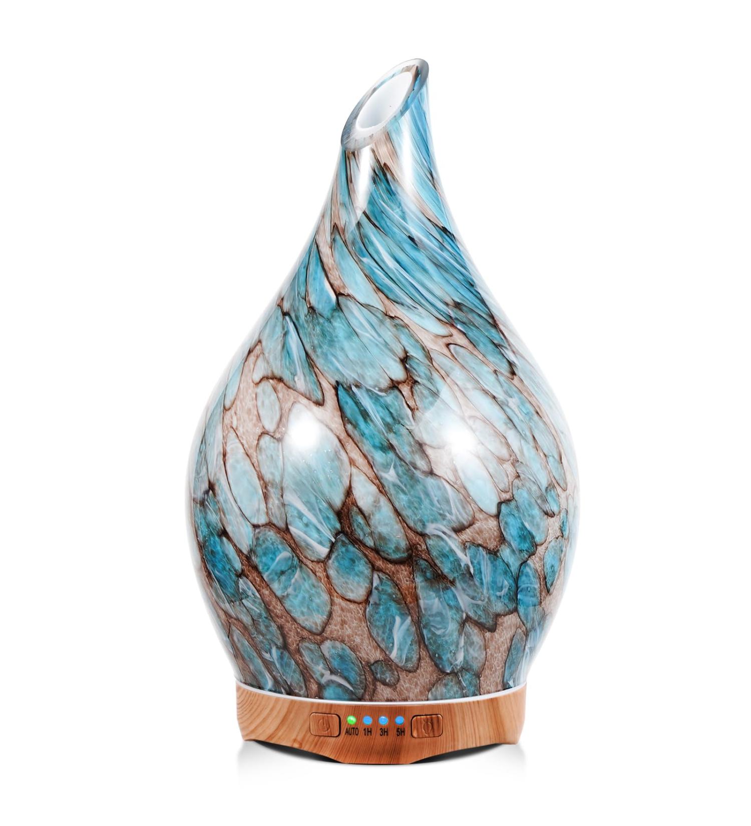 Porseme 280ml Hand-Blown Aroma Diffuser - Cool Mist Humidifier with 7 Color-Changing LEDs BPA Free Ideal for Apartments - Elegant G3-280ml Blue Aladdin Vase - Buy Online on GoSupps.com