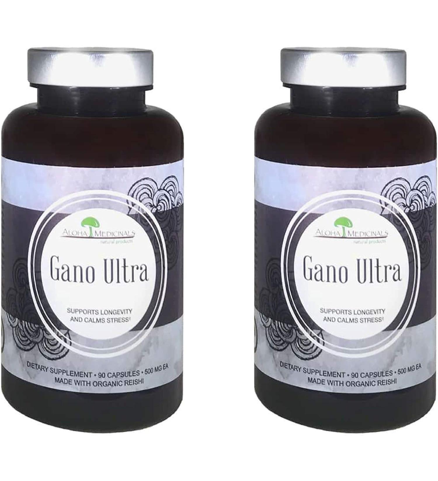 Aloha Medicinals Gano Ultra Certified Organic Mushroom Supplement - Pack of 2 - 90 Capsules - Buy Online on GoSupps.com