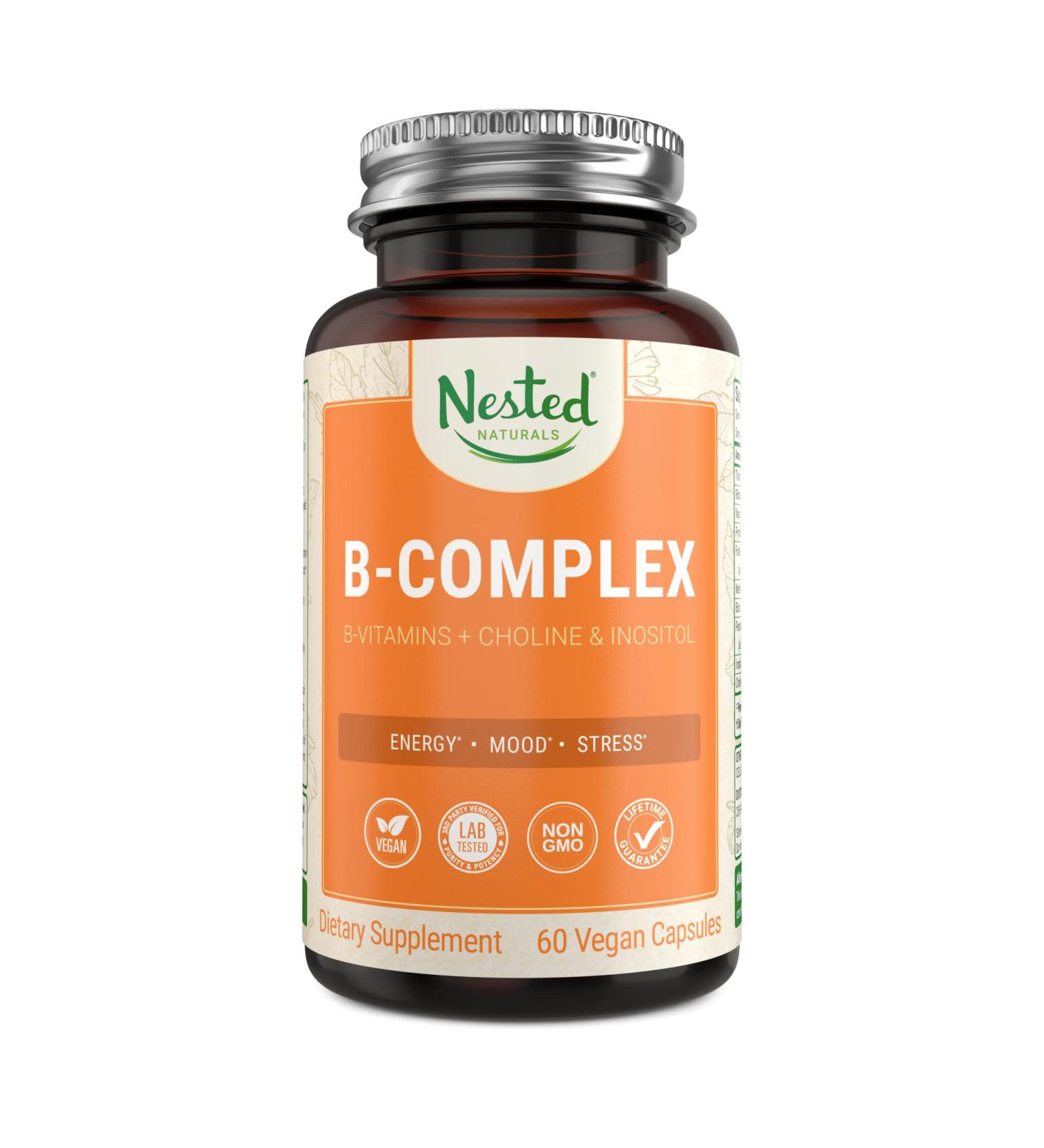 Buy Nested Vegan B-Complex Vitamins with Choline & Inositol - 60 Capsules for Energy & Wellness - Buy Online on GoSupps.com