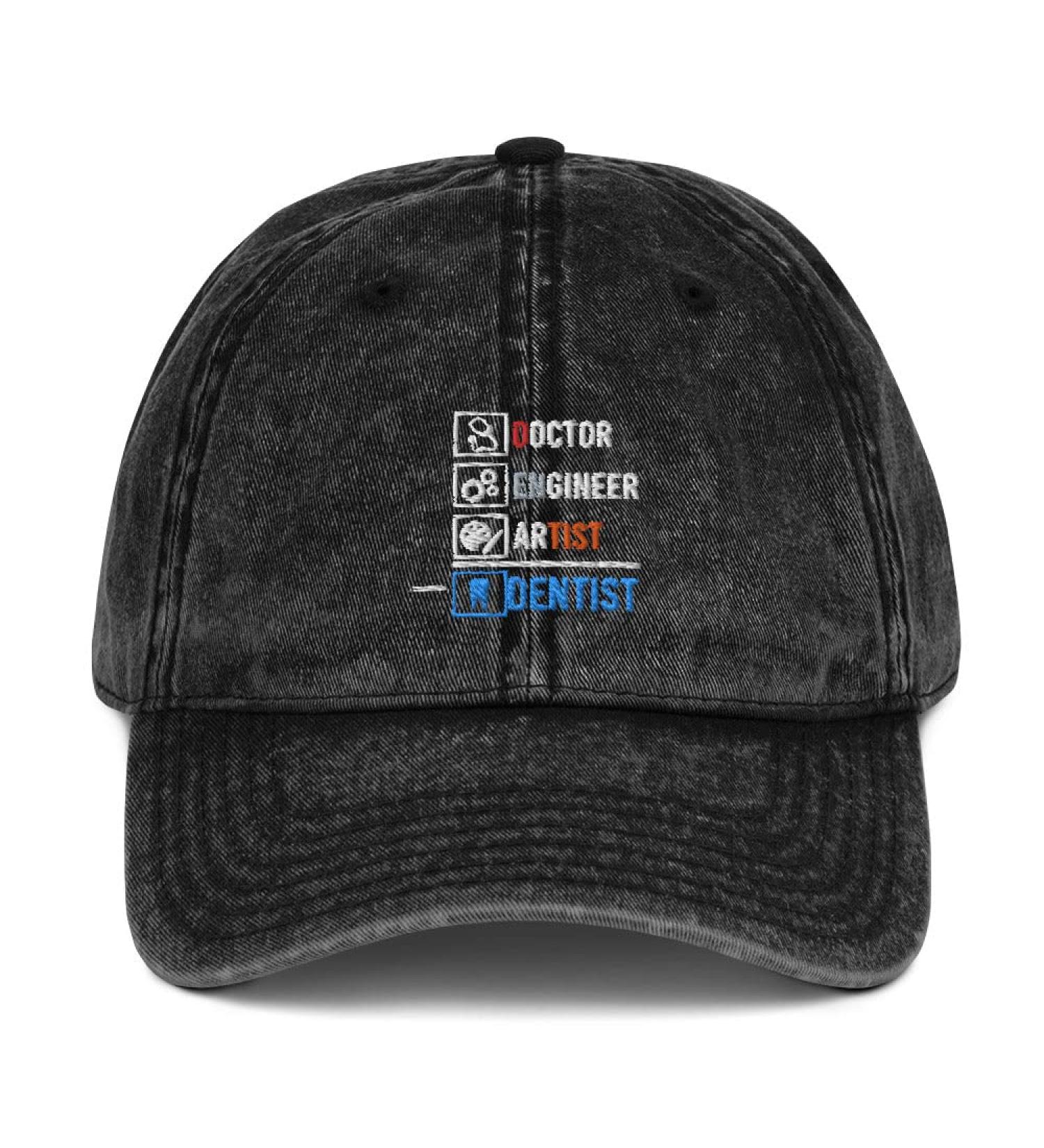 Vintage Cotton Twill Cap - Humorous Orthodontics & Endodontics Design in Charcoal Grey | Perfect Gift for Dental Professionals - Buy Online on GoSupps.com