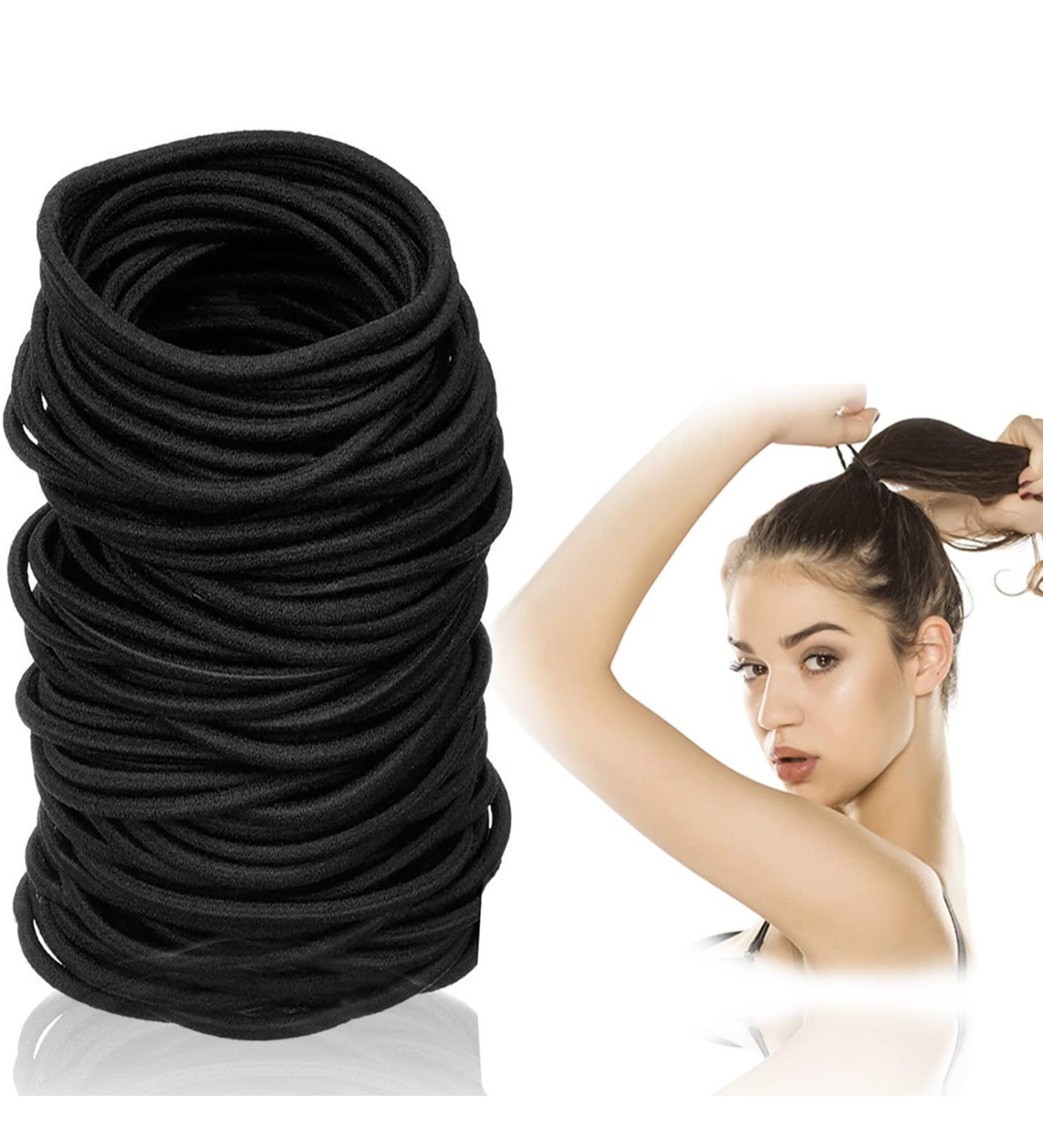 Hanyoushengvance Black Elastic Hair Ties 100 Pcs - Small Hair Ties for Girls and Women (2.5mm) - Thick and Curly Hair - 100PCS - Buy Online on GoSupps.com