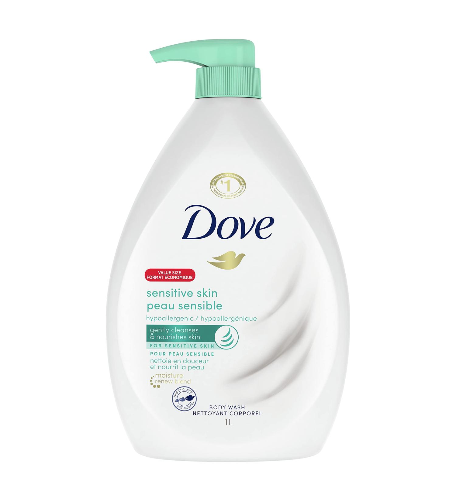 Dove Body Wash with Pump for Sensitive Skin - Nourishing & Fragrance-Free 1L - Soft Skin Care - Buy Online on GoSupps.com