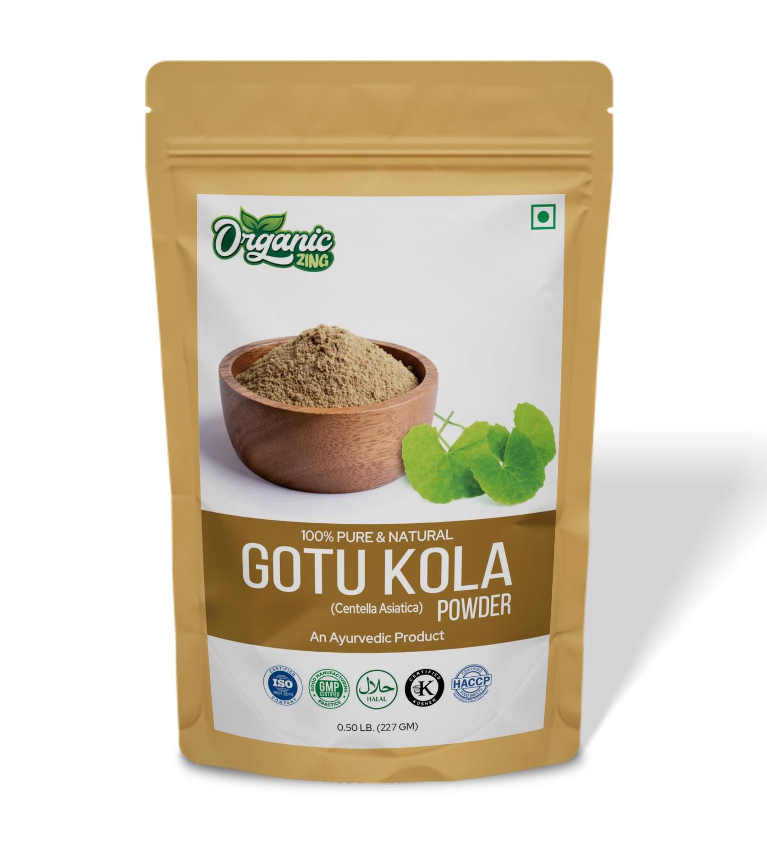 ORGANIC ZING Gotu Kola Powder 227g (Centella Asiatica) | Natural Herbal Supplement | Pack of 1-8oz